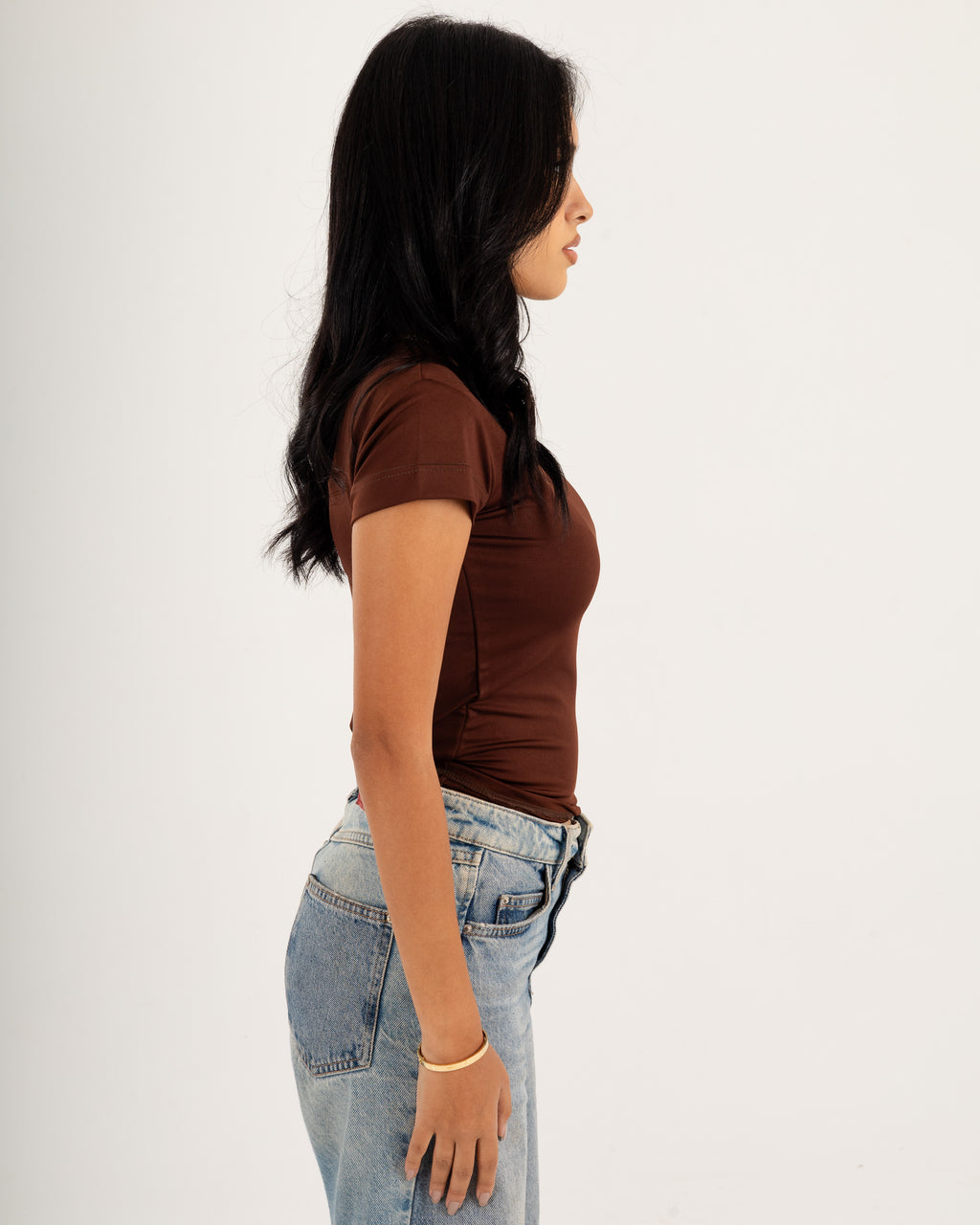 Basic Crew Neck Top - Short Sleeve - Double Layers.