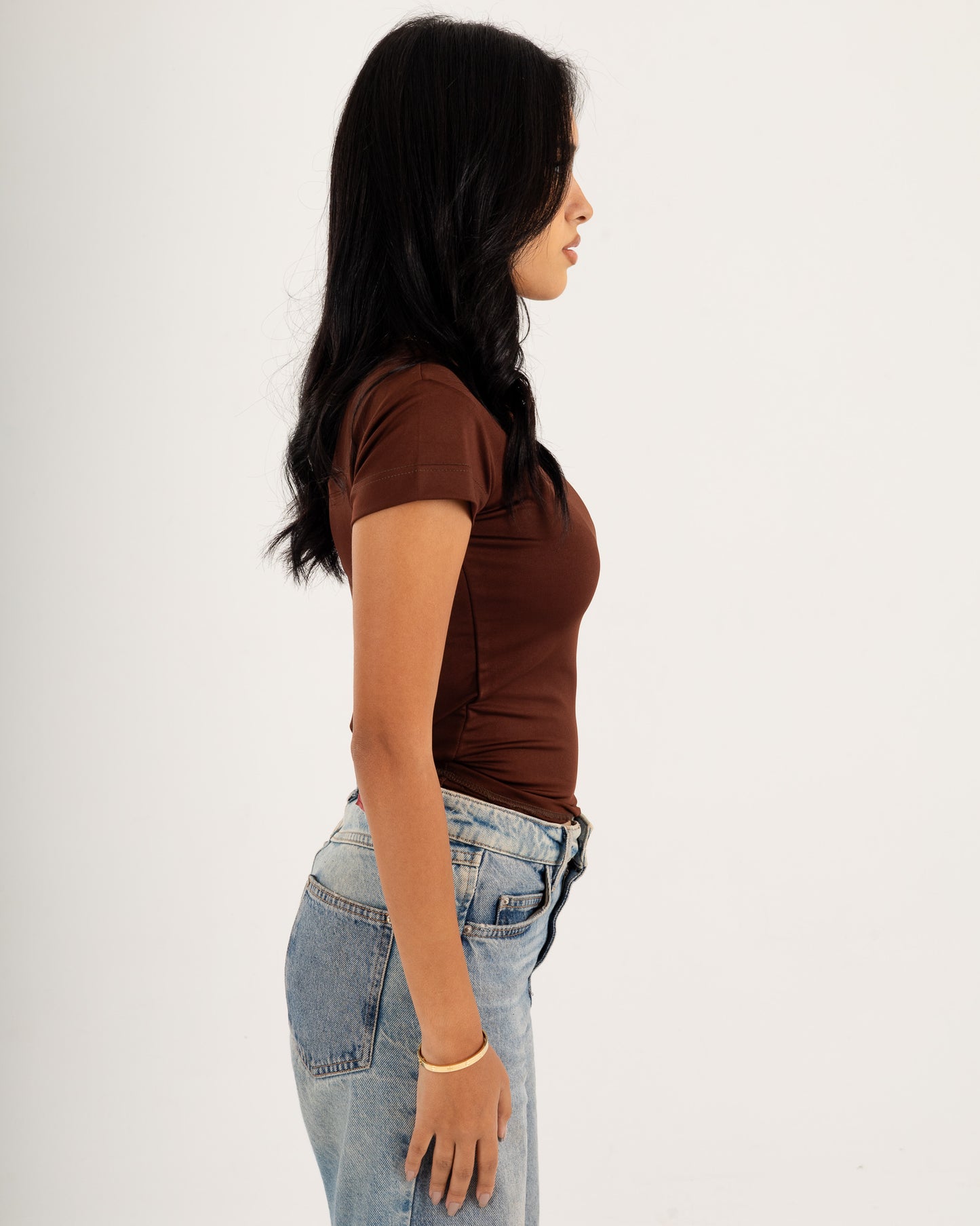 Basic Crew Neck Top - Short Sleeve - Double Layers.