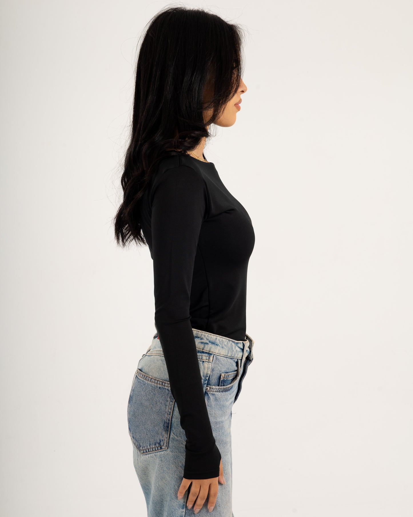 Basic Long Sleeve Top - Slit Cuff - Double Layers.