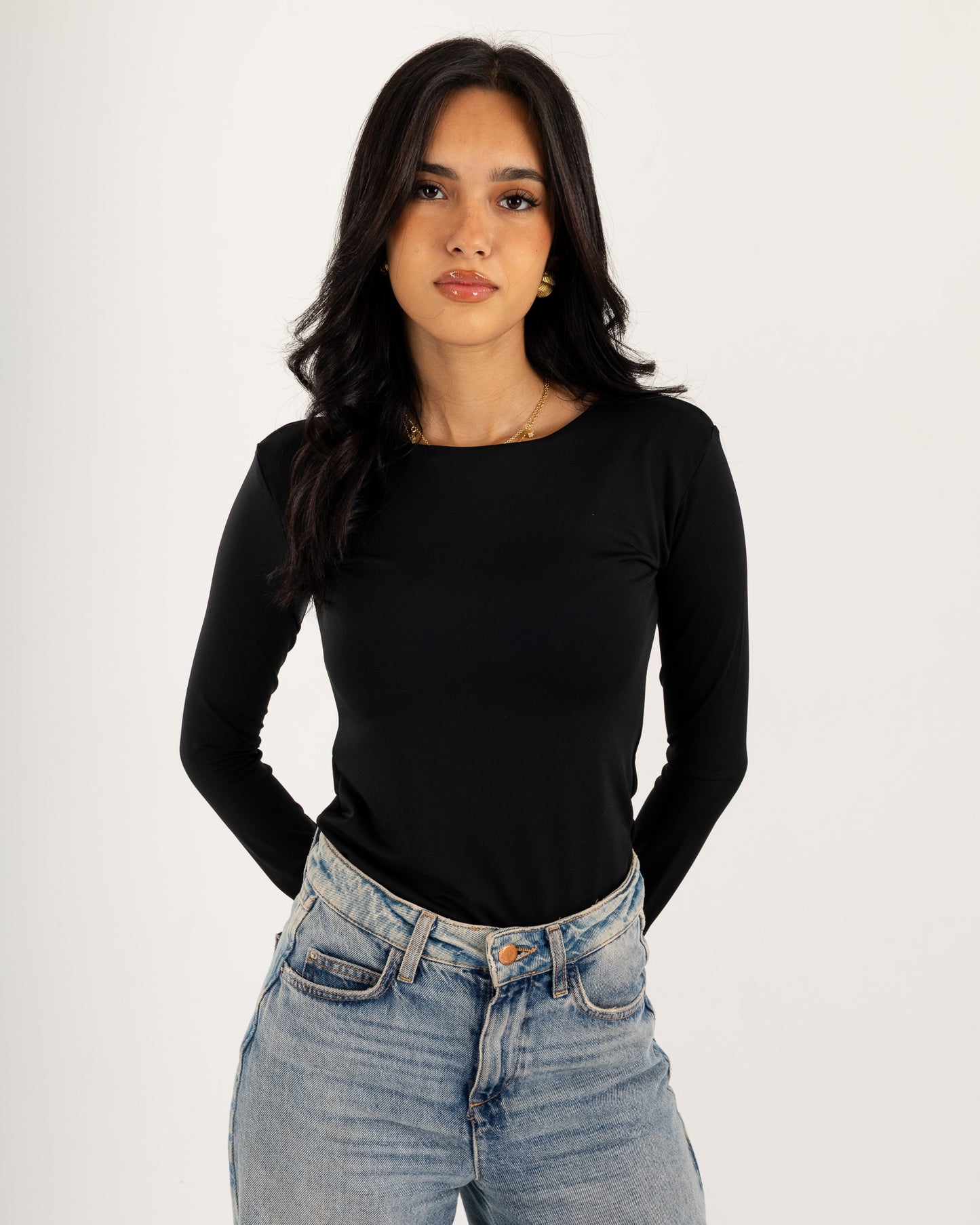 Basic Long Sleeve Top - Slit Cuff - Double Layers.