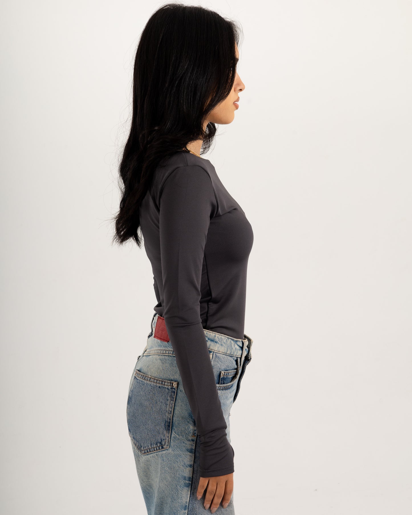 Basic Long Sleeve Top - Slit Cuff - Double Layers.