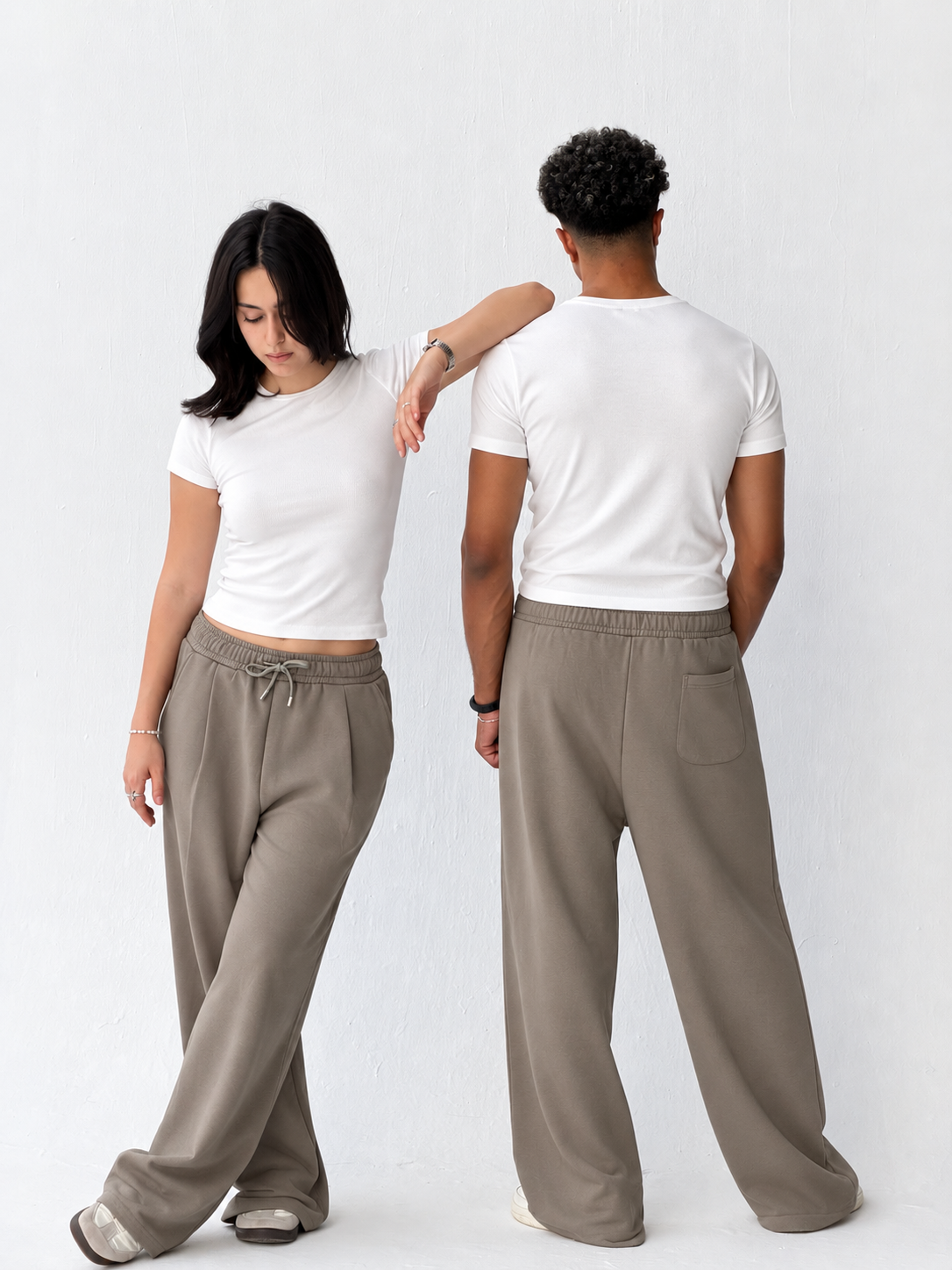 Duo Unisex Pleated Wide-Leg Sweatpants – 100% Cotton Face
