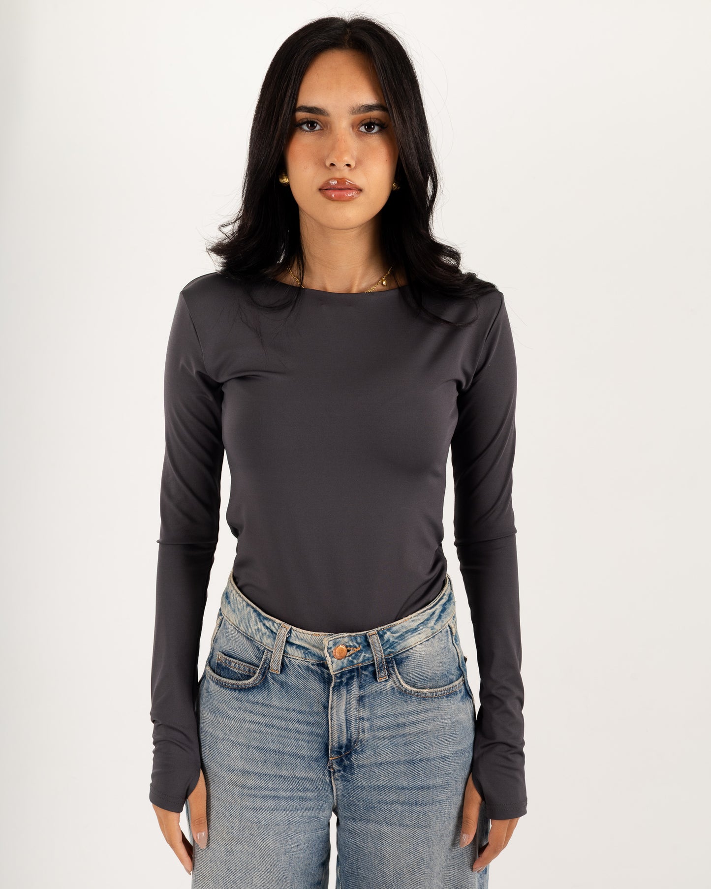 Basic Long Sleeve Top - Slit Cuff - Double Layers.