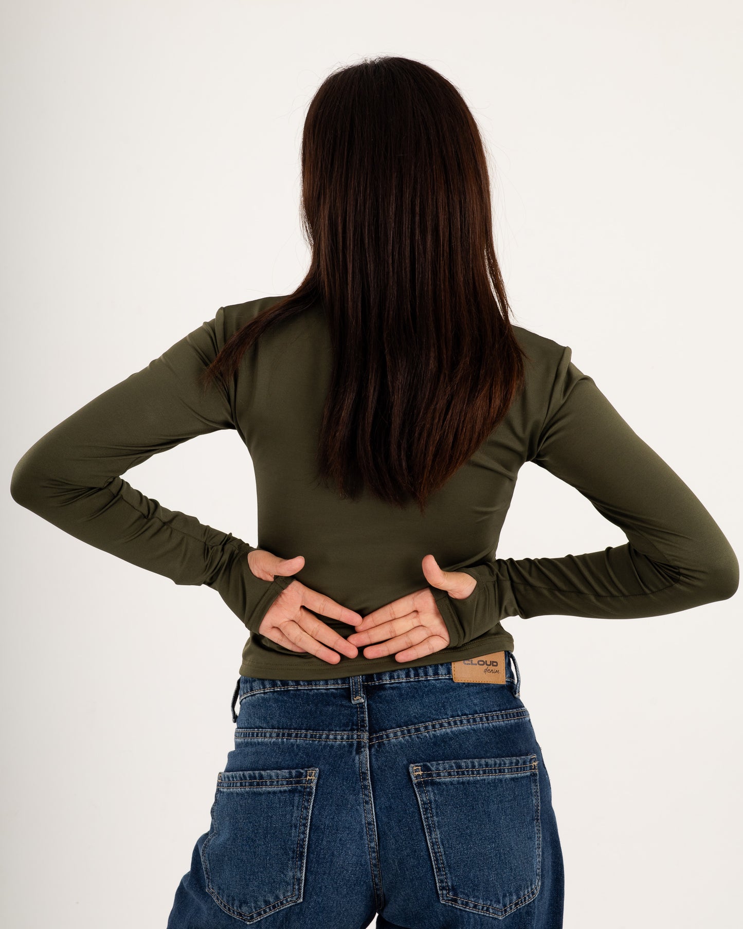 Zipper Long Sleeve Top - Slit Cuff - Double Layers.