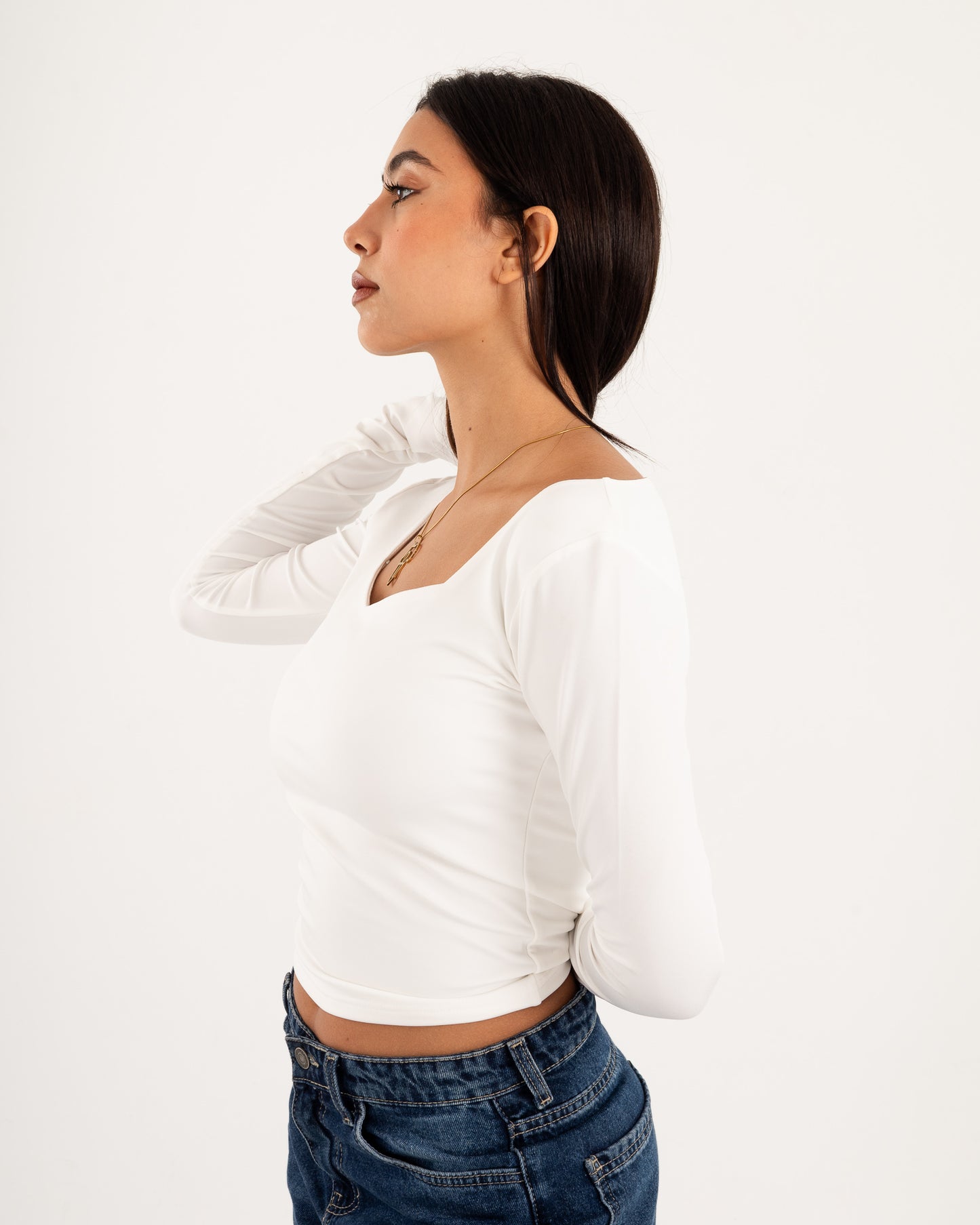 Square V-Neck  Long Sleeve top.