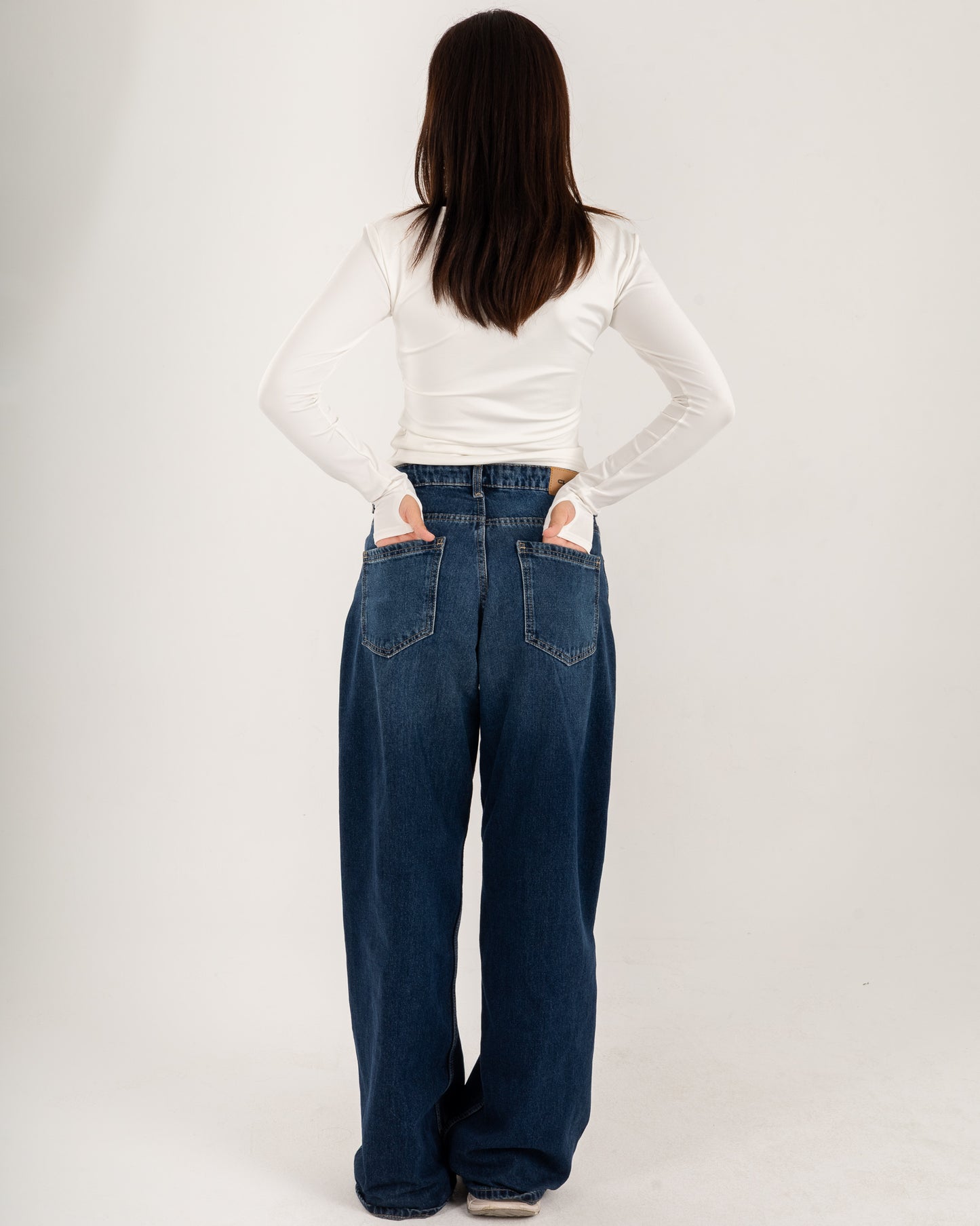 Zipper Long Sleeve Top - Slit Cuff - Double Layers.