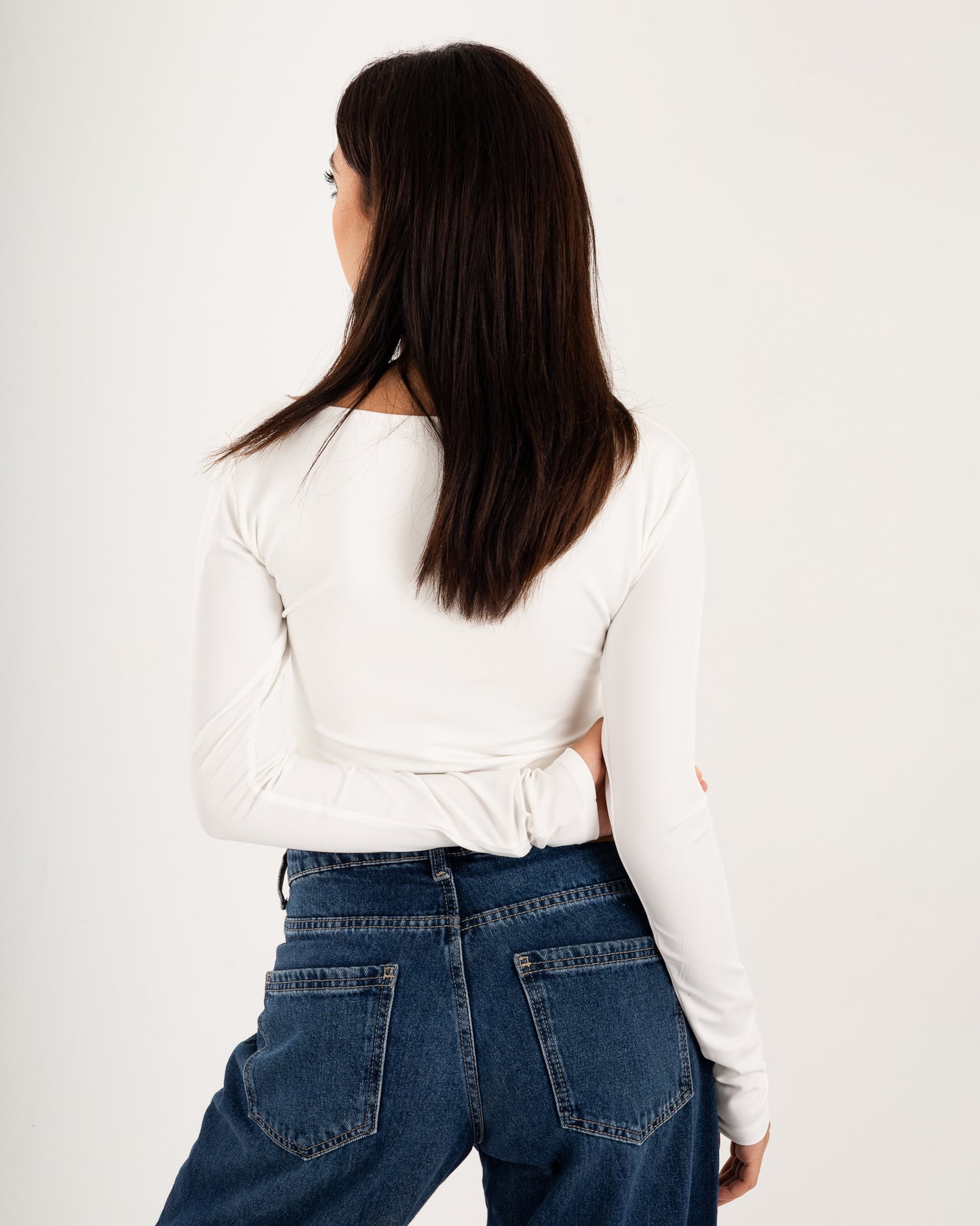 Square V-Neck  Long Sleeve top.