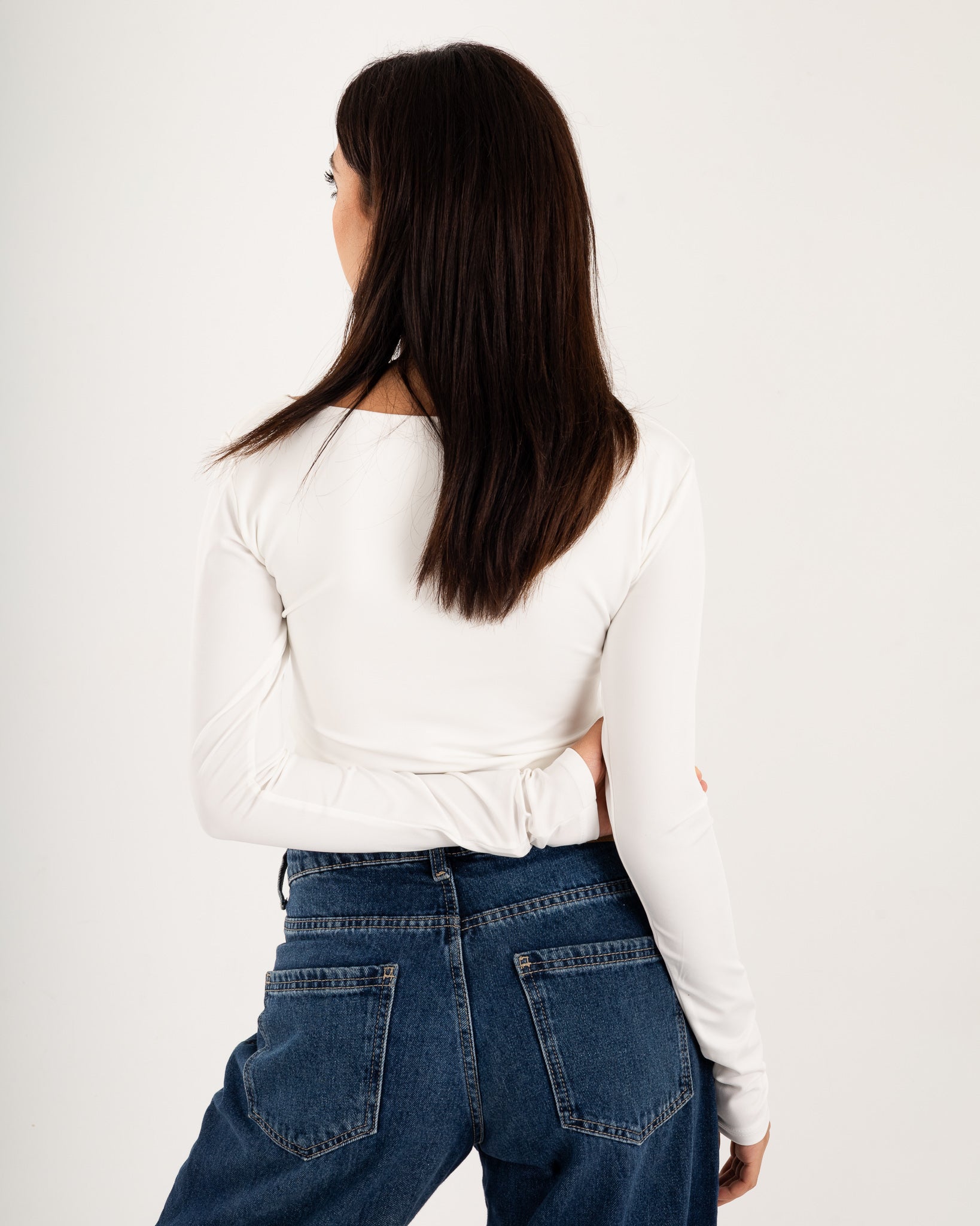 Square V-Neck  Long Sleeve top.