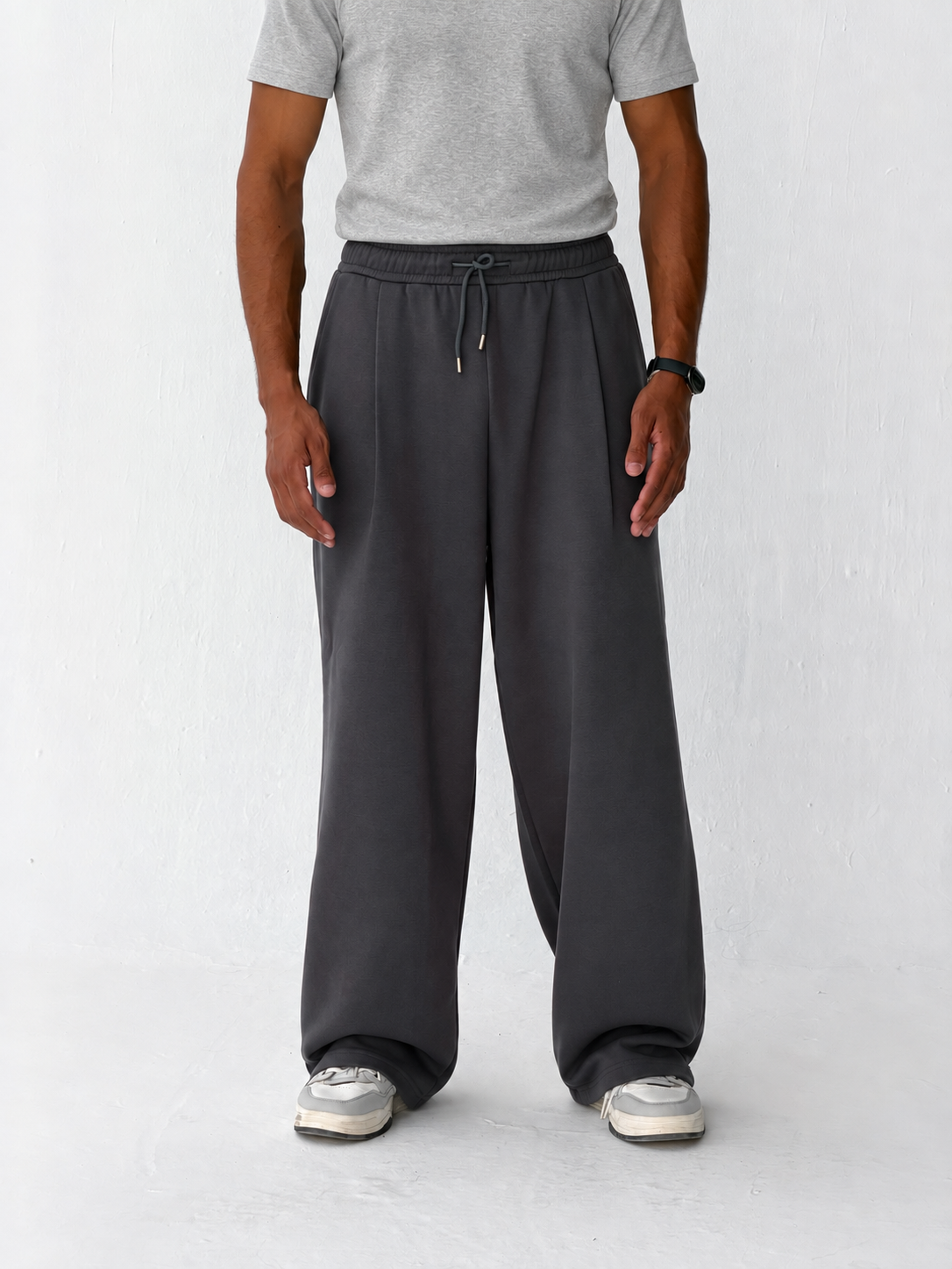Duo Unisex Pleated Wide-Leg Sweatpants – 100% Cotton Face