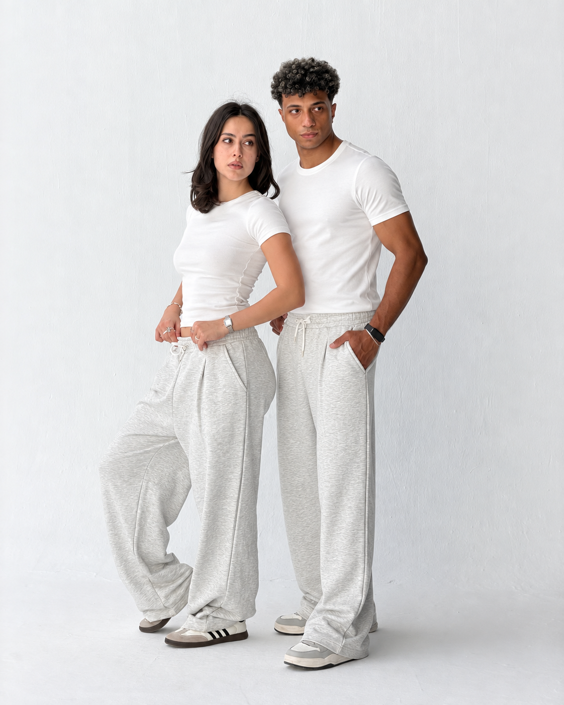 Duo Unisex Pleated Wide-Leg Sweatpants – 100% Cotton Face