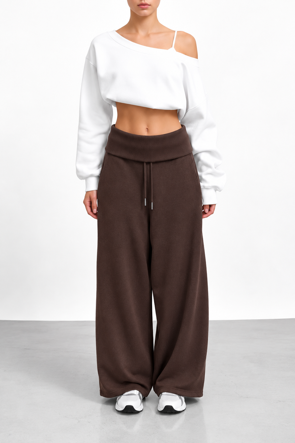 Foldover Waist Sweatpants - 100% Cotton