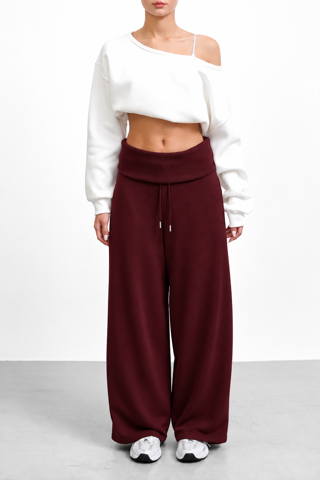 Foldover Waist Sweatpants - 100% Cotton