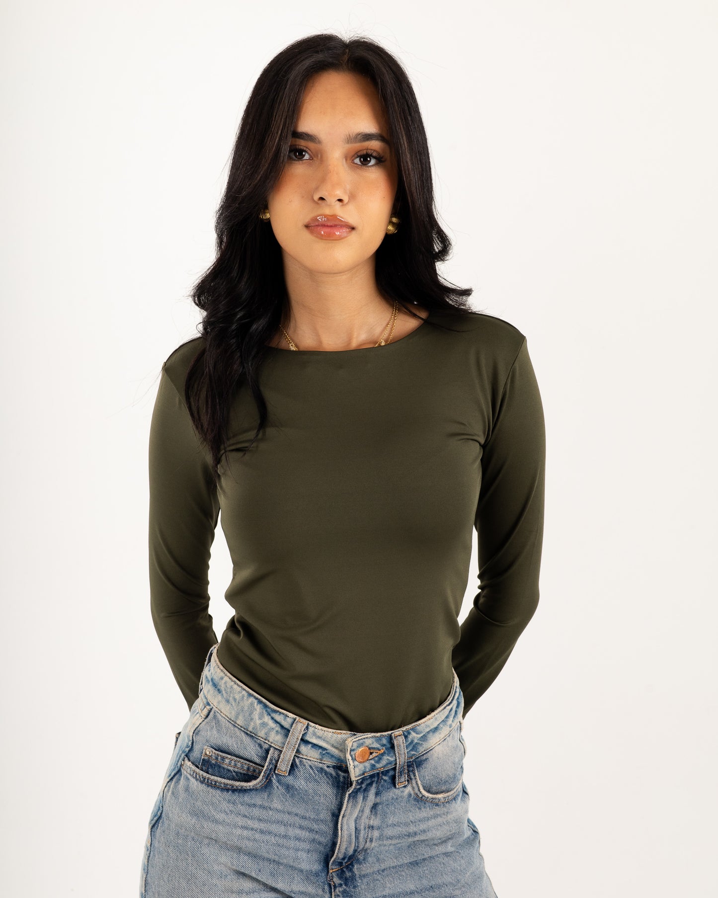 Basic Long Sleeve Top - Slit Cuff - Double Layers.