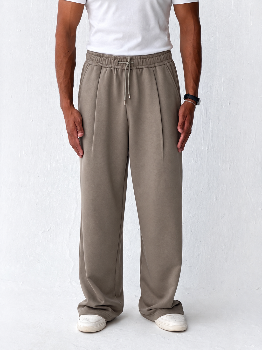 Duo Unisex Pleated Wide-Leg Sweatpants – 100% Cotton Face