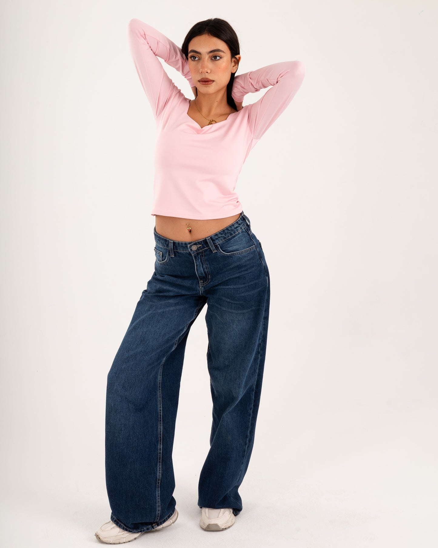 Square V-Neck  Long Sleeve top.