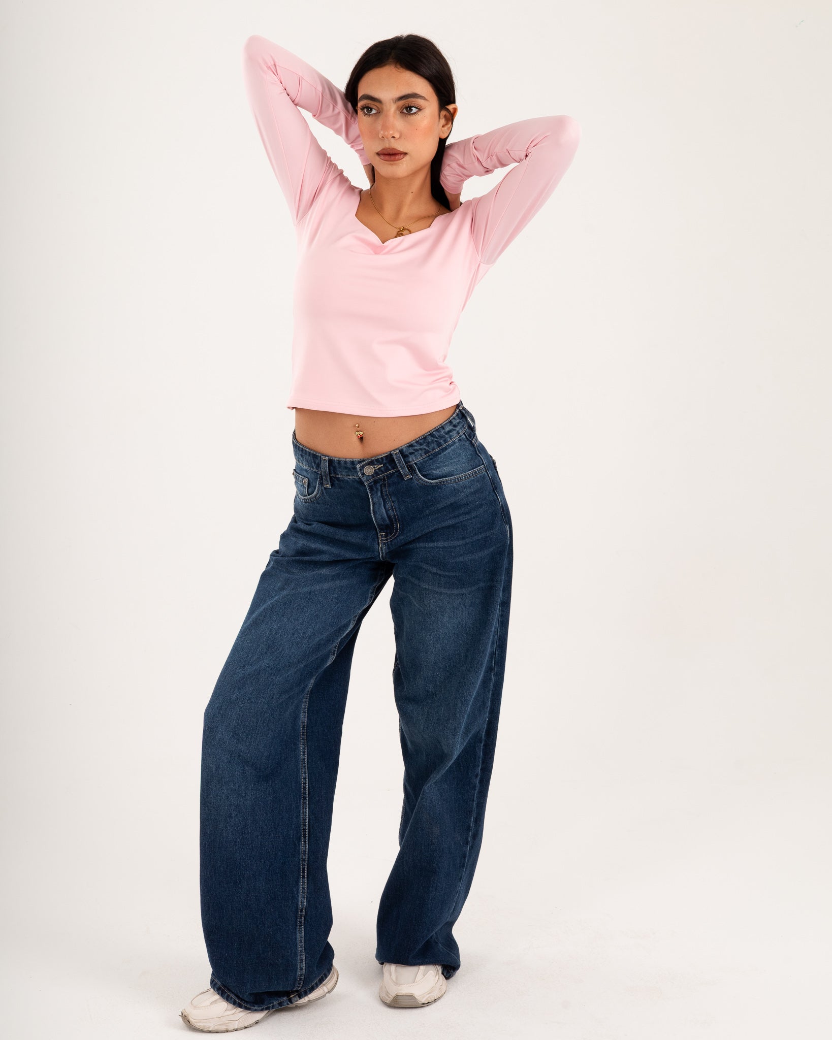 Square V-Neck  Long Sleeve top.