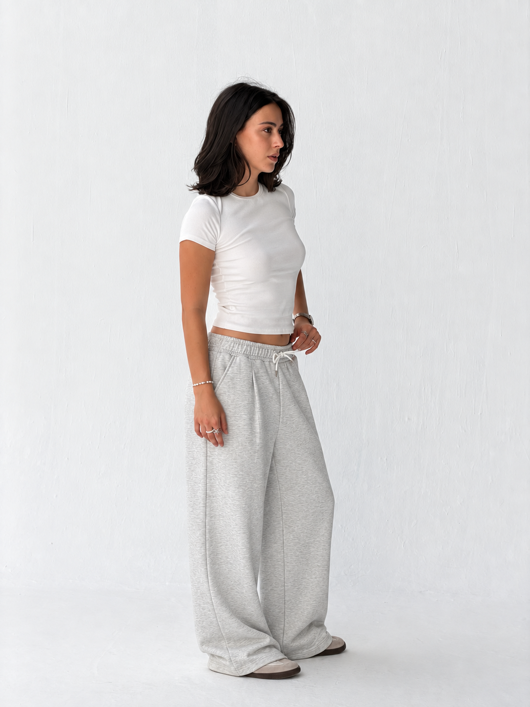 Duo Unisex Pleated Wide-Leg Sweatpants – 100% Cotton Face