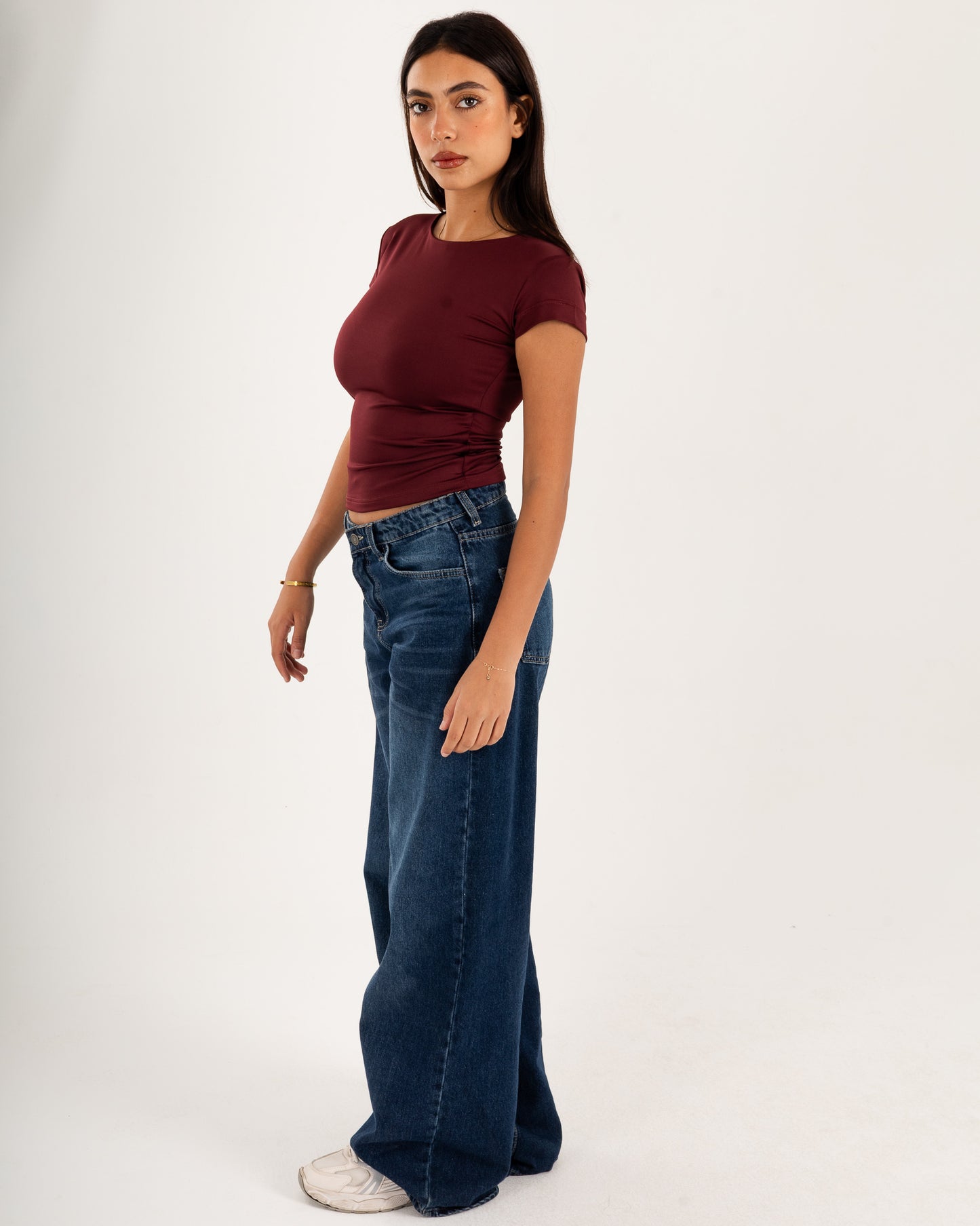 Basic Crew Neck Top - Short Sleeve - Double Layers.