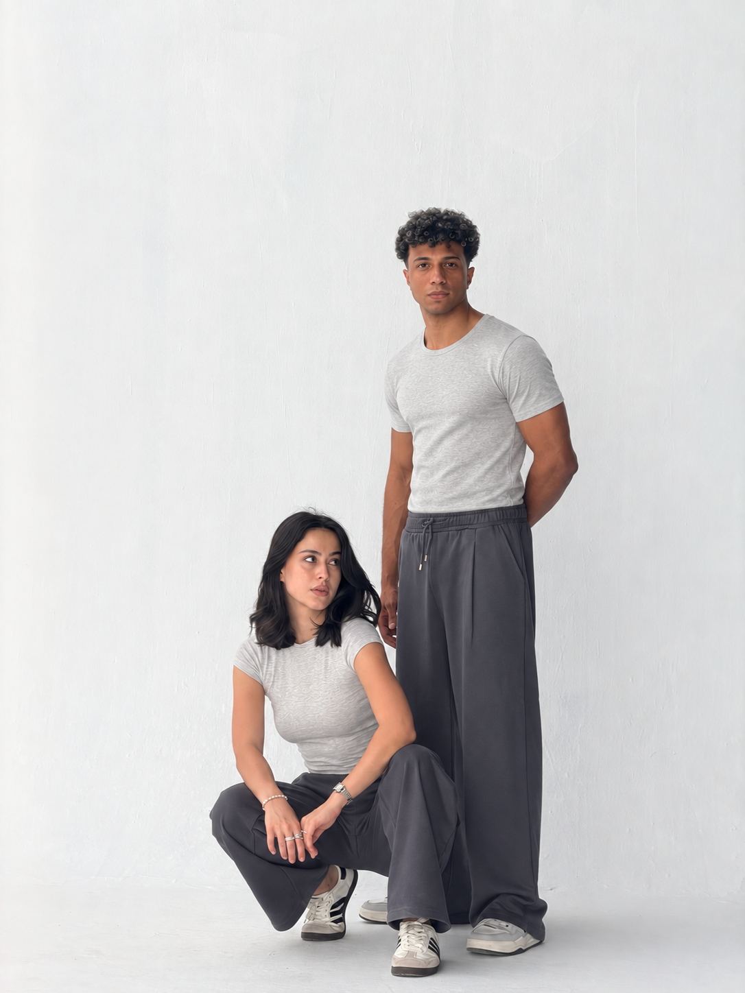 Duo Unisex Pleated Wide-Leg Sweatpants – 100% Cotton Face