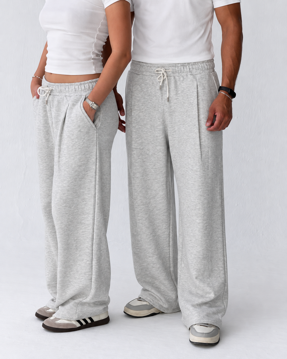 Duo Unisex Pleated Wide-Leg Sweatpants – 100% Cotton Face