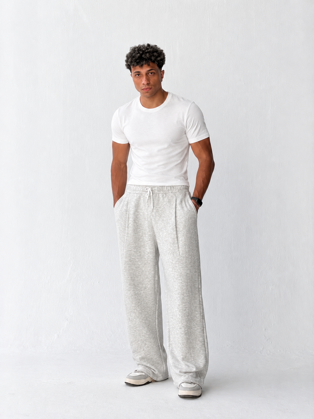 Duo Unisex Pleated Wide-Leg Sweatpants – 100% Cotton Face