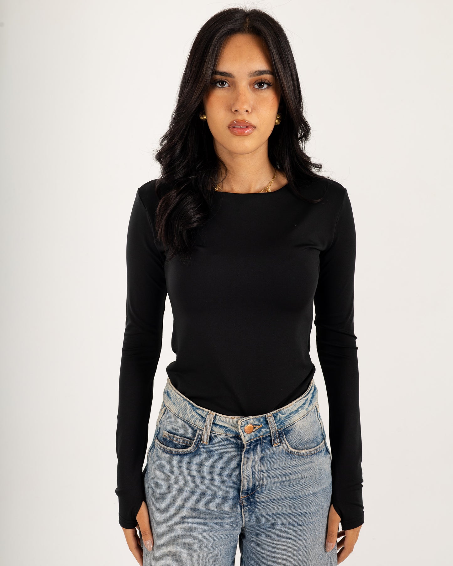 Basic Long Sleeve Top - Slit Cuff - Double Layers.