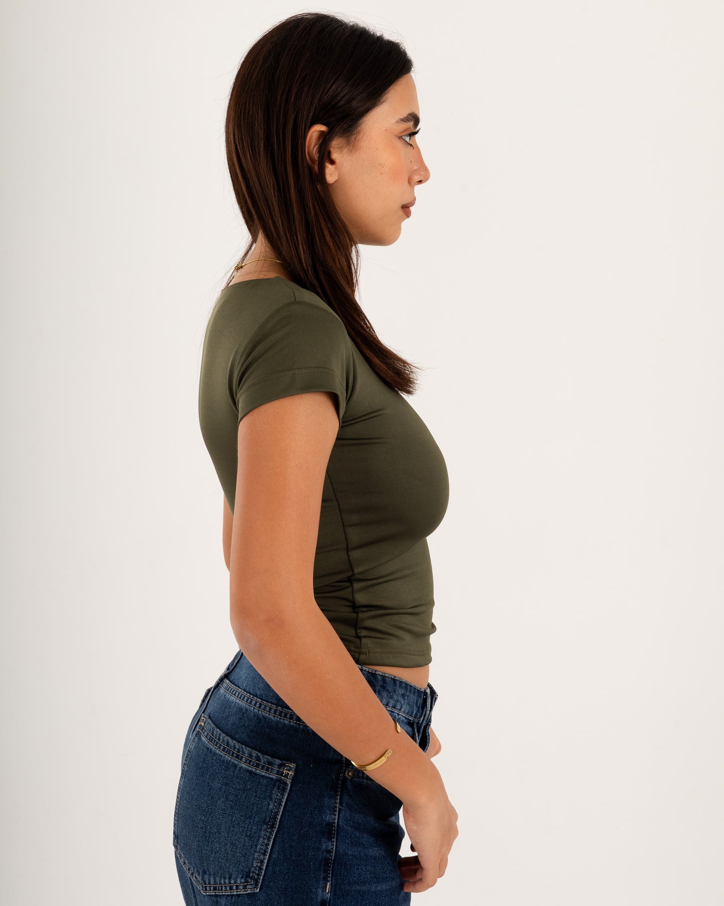 Basic Crew Neck Top - Short Sleeve - Double Layers.