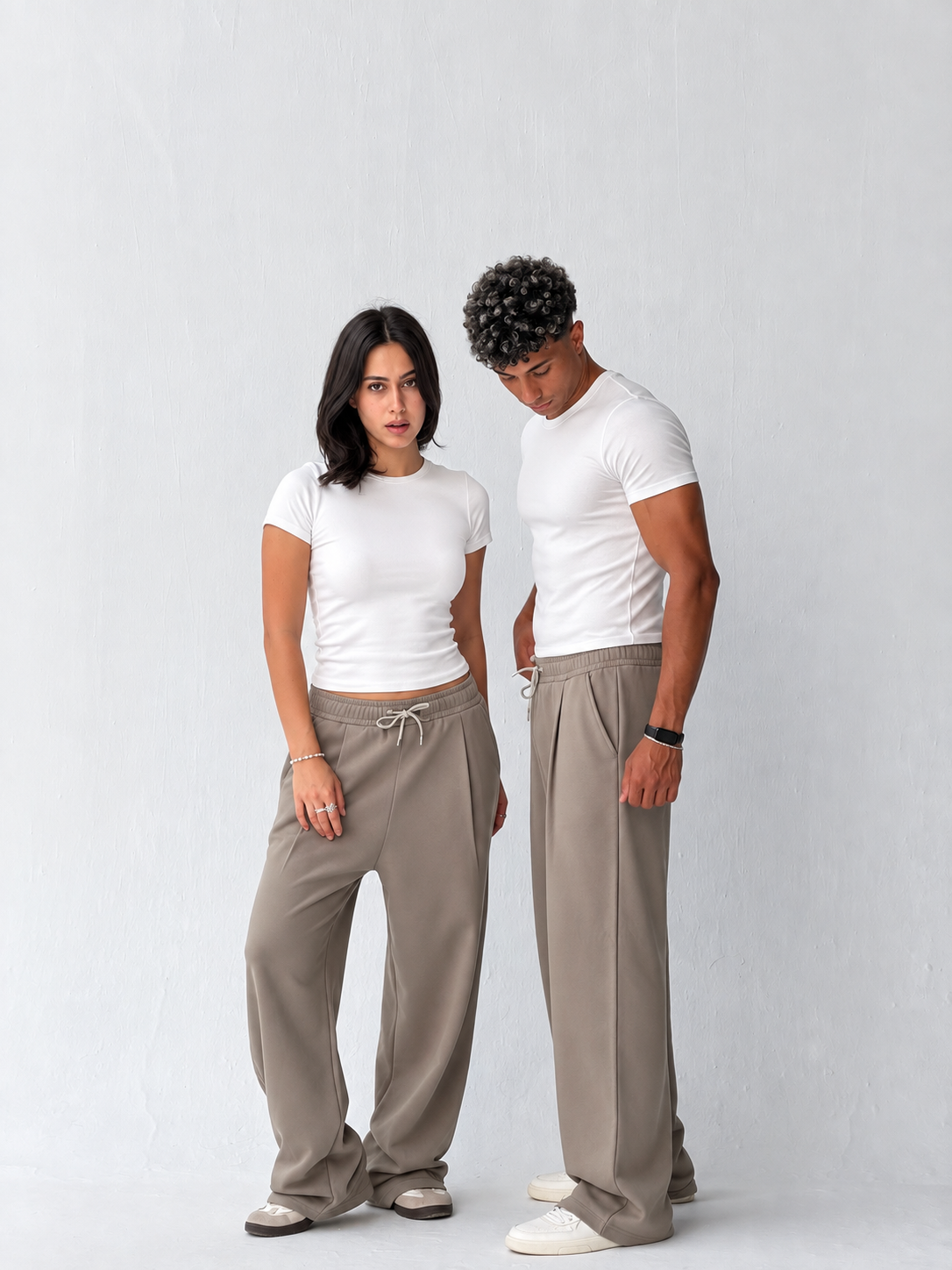 Duo Unisex Pleated Wide-Leg Sweatpants – 100% Cotton Face