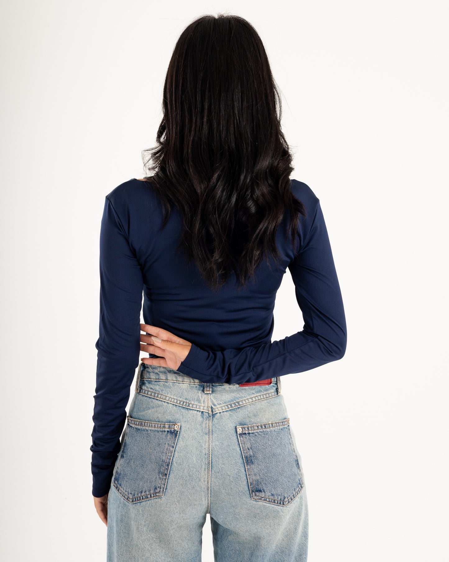 Square V-Neck  Long Sleeve top.