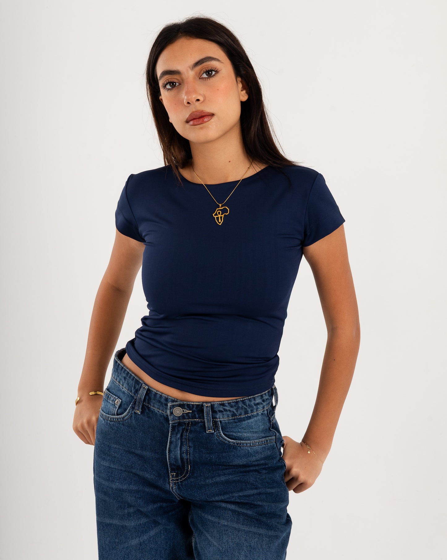 Basic Crew Neck Top - Short Sleeve - Double Layers.