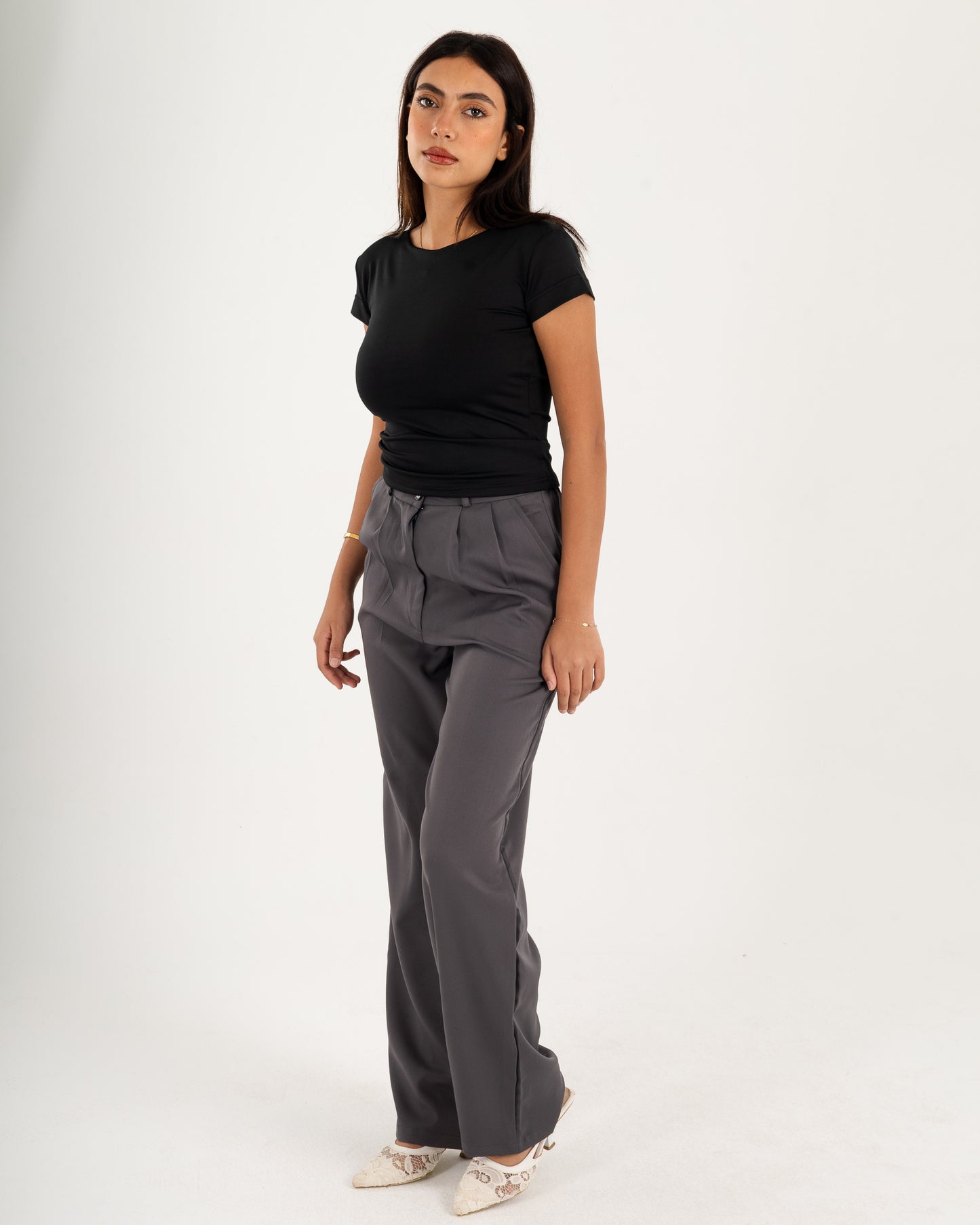 Basic Crew Neck Top - Short Sleeve - Double Layers.