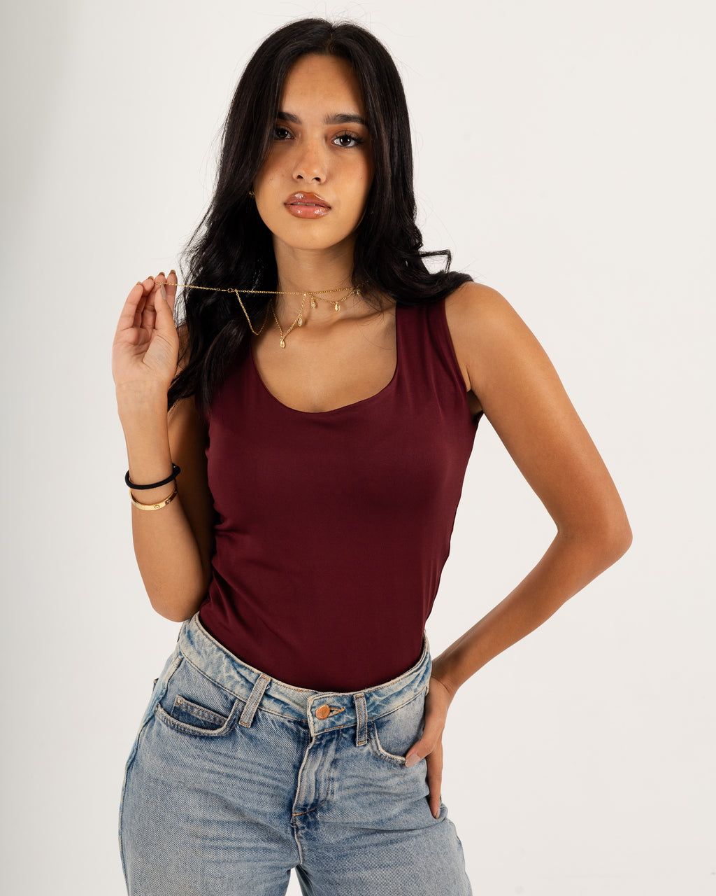 Basic Tank top - Scoop Neck - Double Layers.