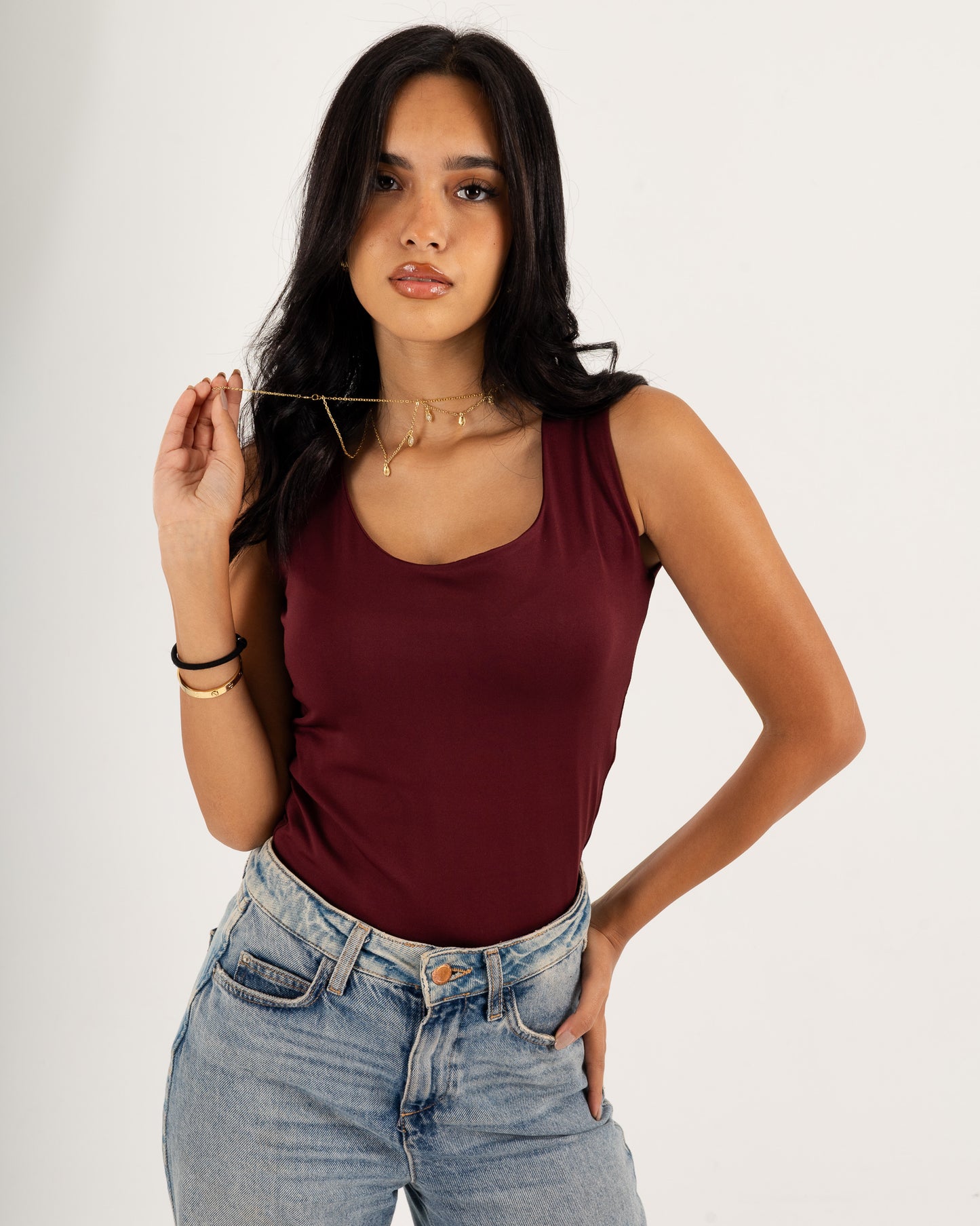 Basic Tank top - Scoop Neck - Double Layers.