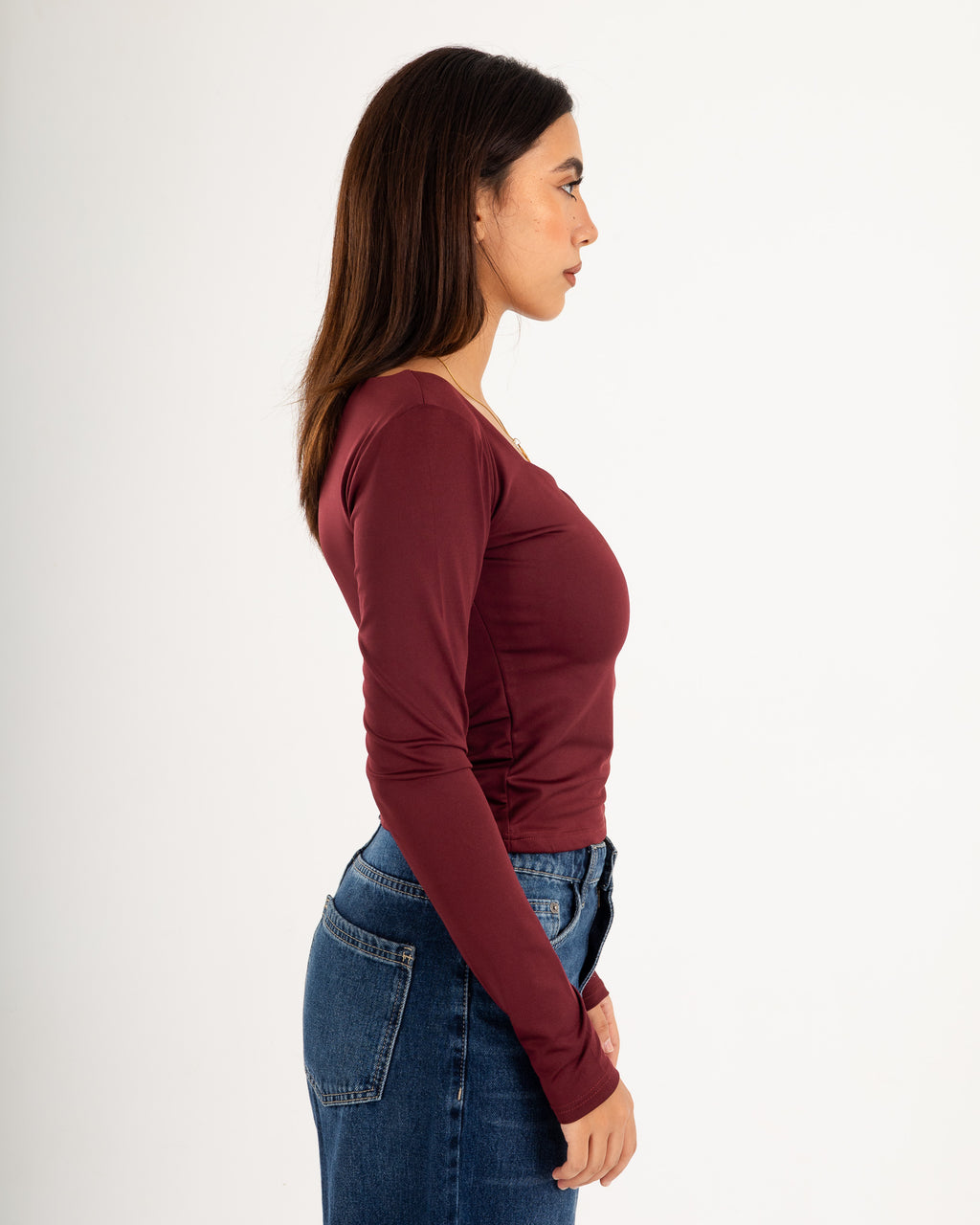 Square V-Neck  Long Sleeve top.