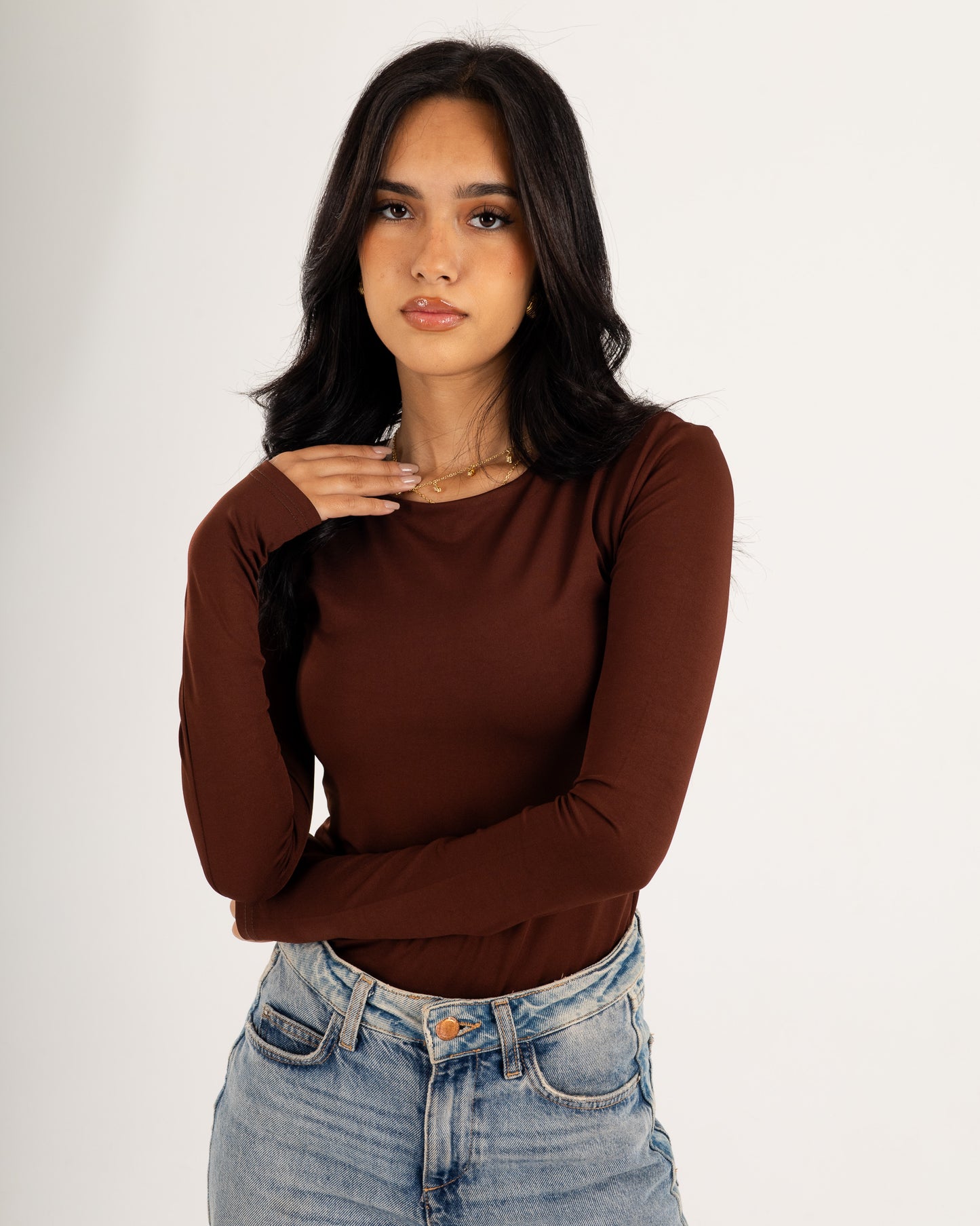 Basic Long Sleeve Top - Slit Cuff - Double Layers.