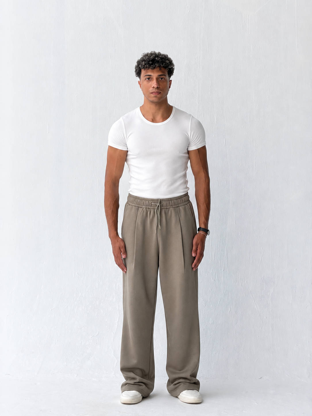 Duo Unisex Pleated Wide-Leg Sweatpants – 100% Cotton Face
