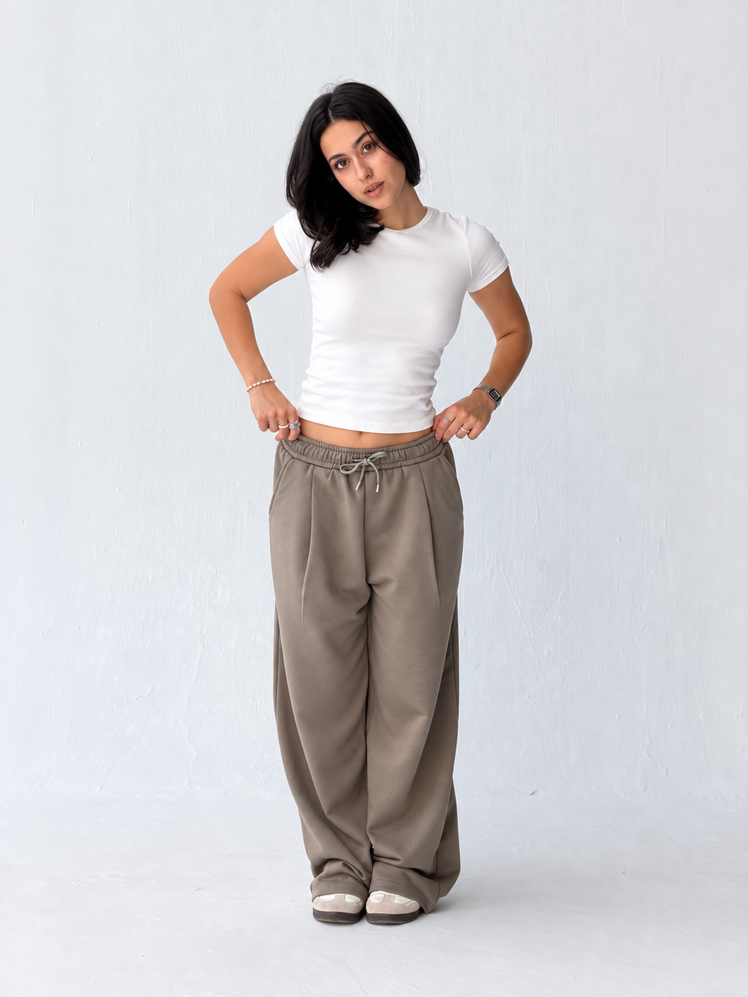 Duo Unisex Pleated Wide-Leg Sweatpants – 100% Cotton Face