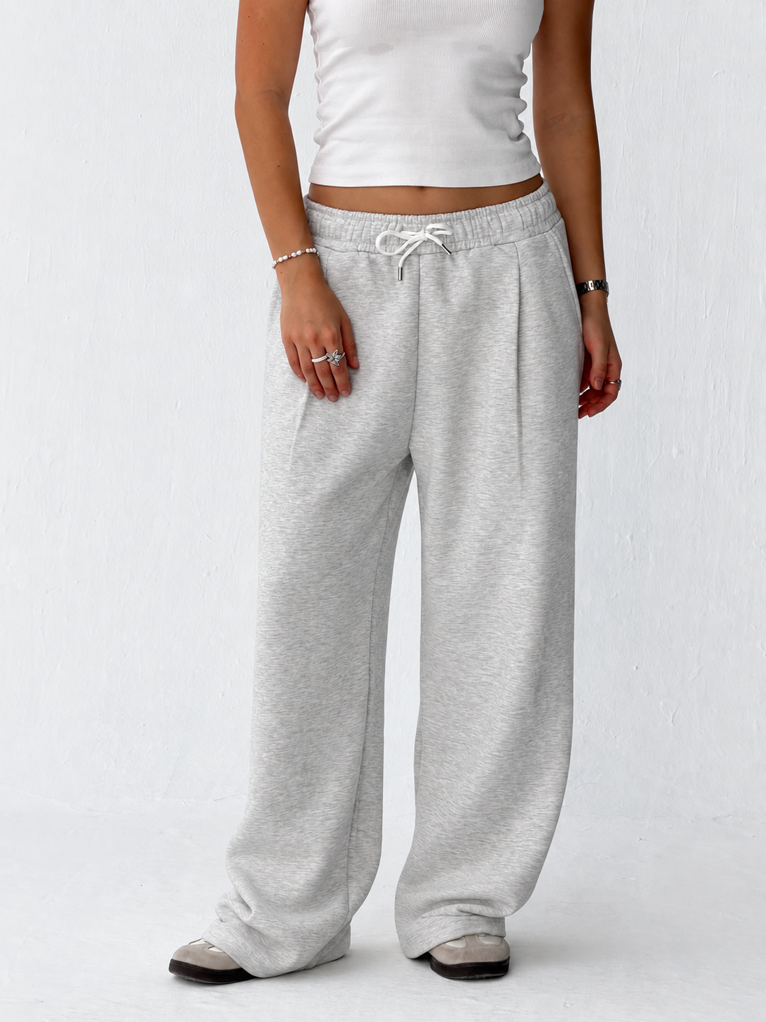 Duo Unisex Pleated Wide-Leg Sweatpants – 100% Cotton Face