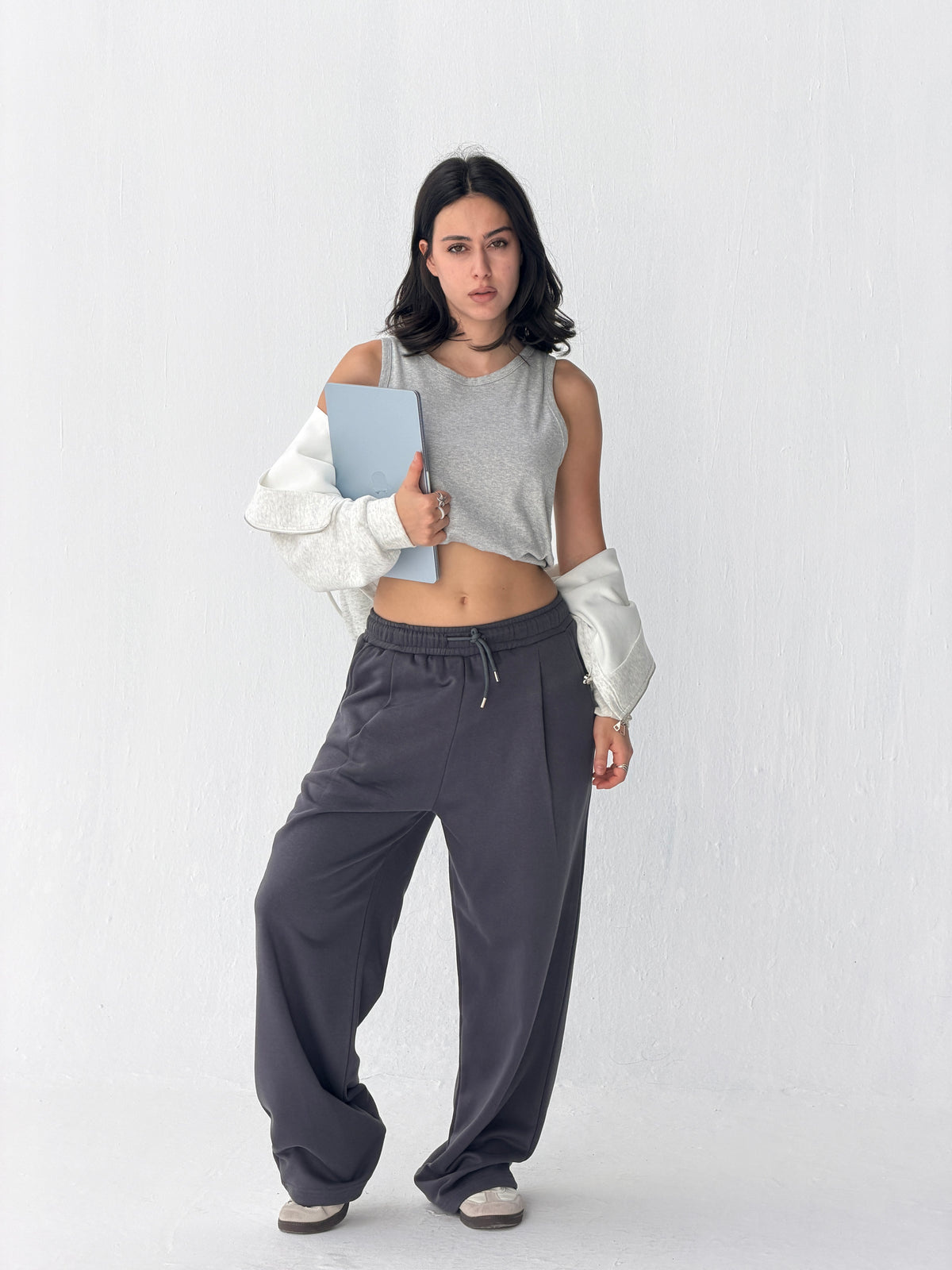 Duo Unisex Pleated Wide-Leg Sweatpants – 100% Cotton Face