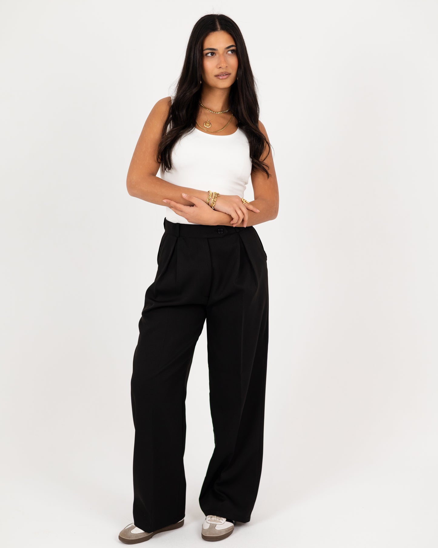 Wide-Leg Modern Pleated Pants