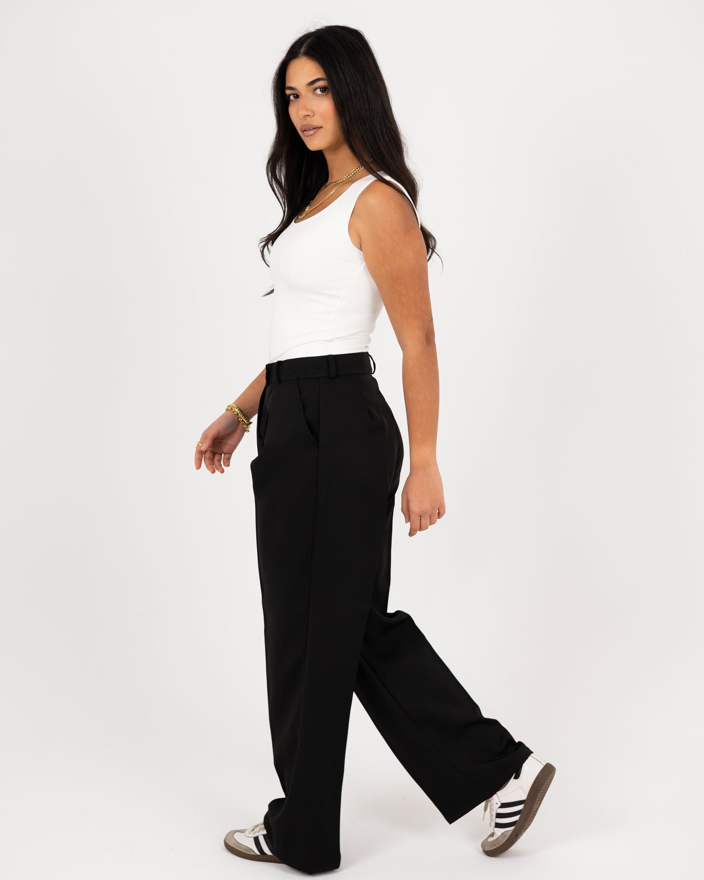 Wide-Leg Modern Pleated Pants