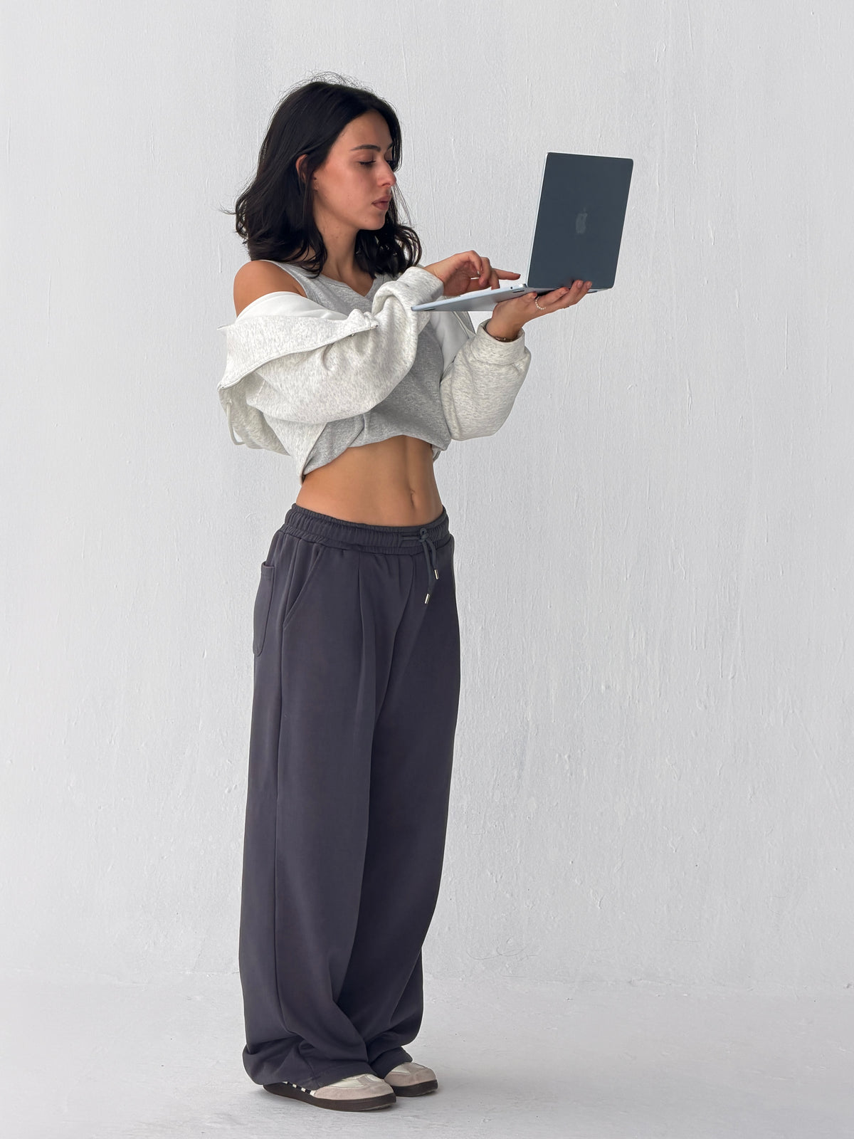 Duo Unisex Pleated Wide-Leg Sweatpants – 100% Cotton Face