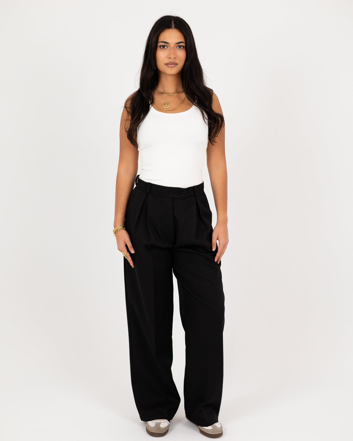 Wide-Leg Modern Pleated Pants