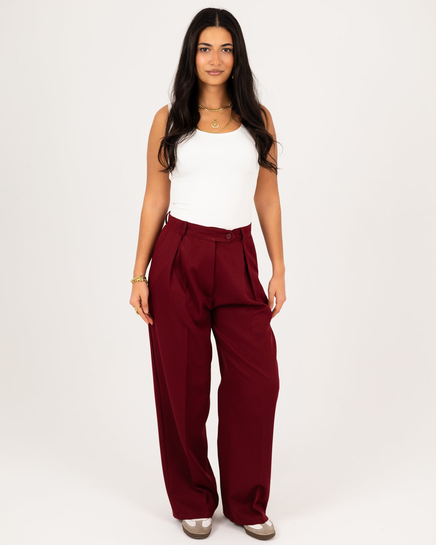 Wide-Leg Modern Pleated Pants