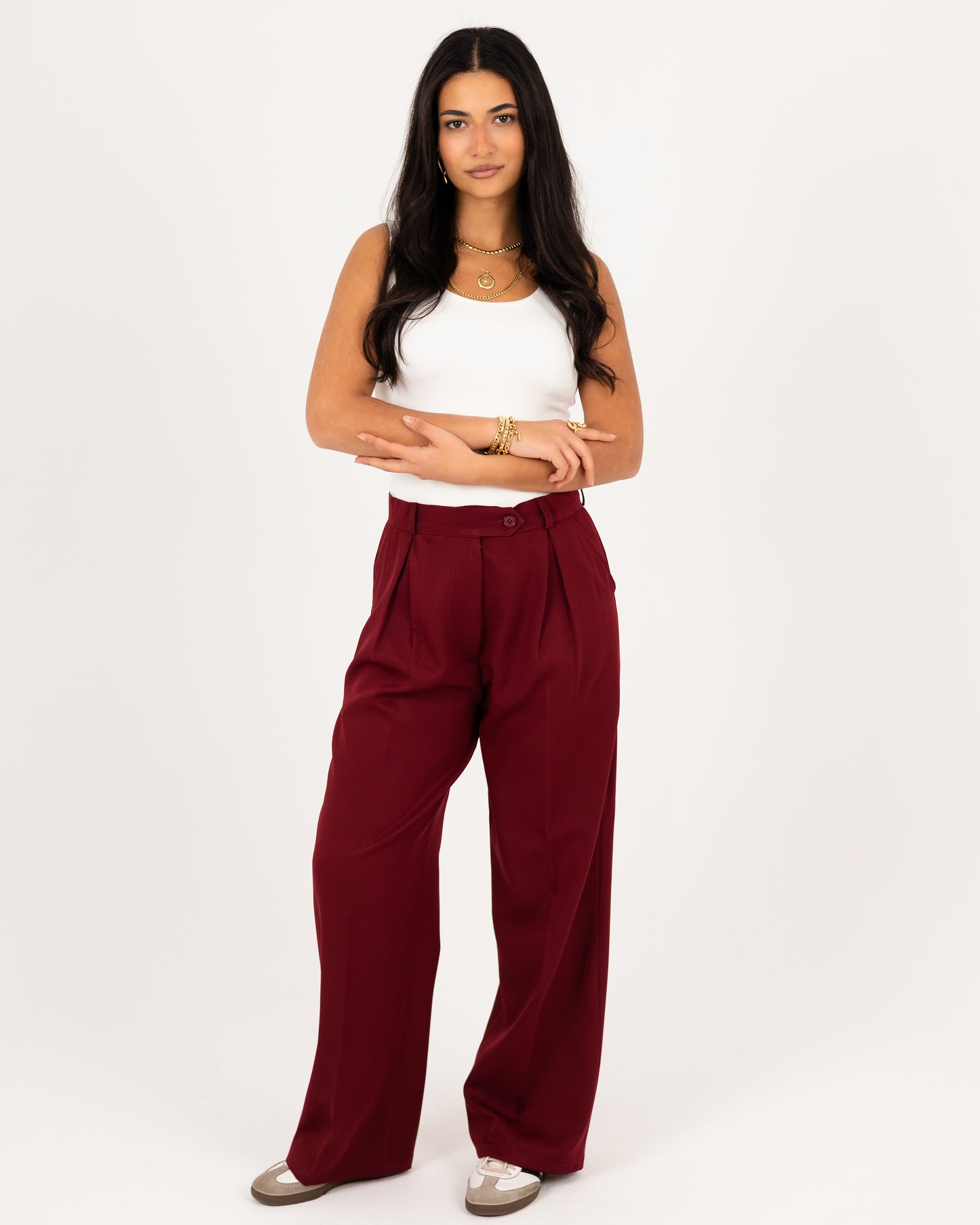 Wide-Leg Modern Pleated Pants