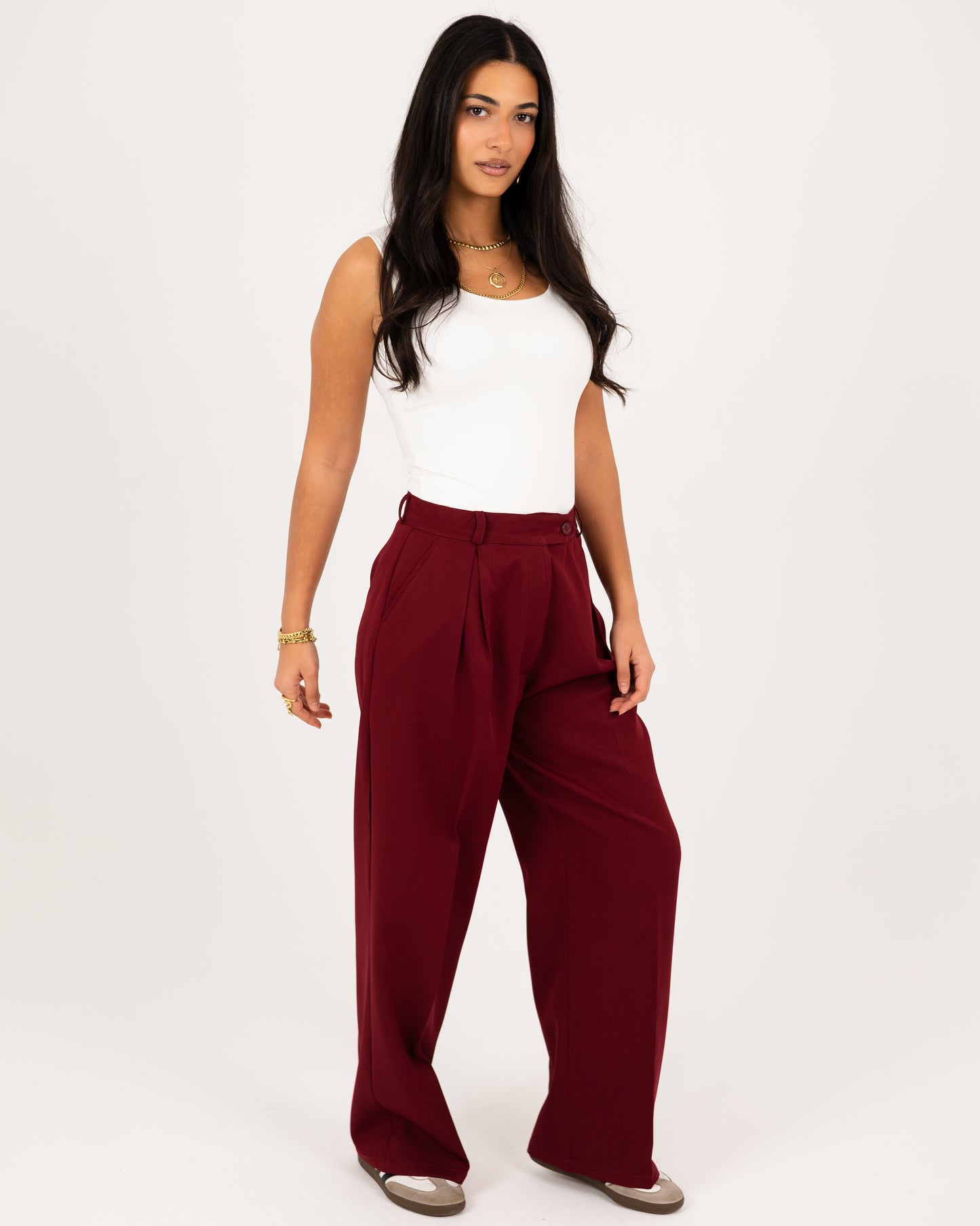 Wide-Leg Modern Pleated Pants