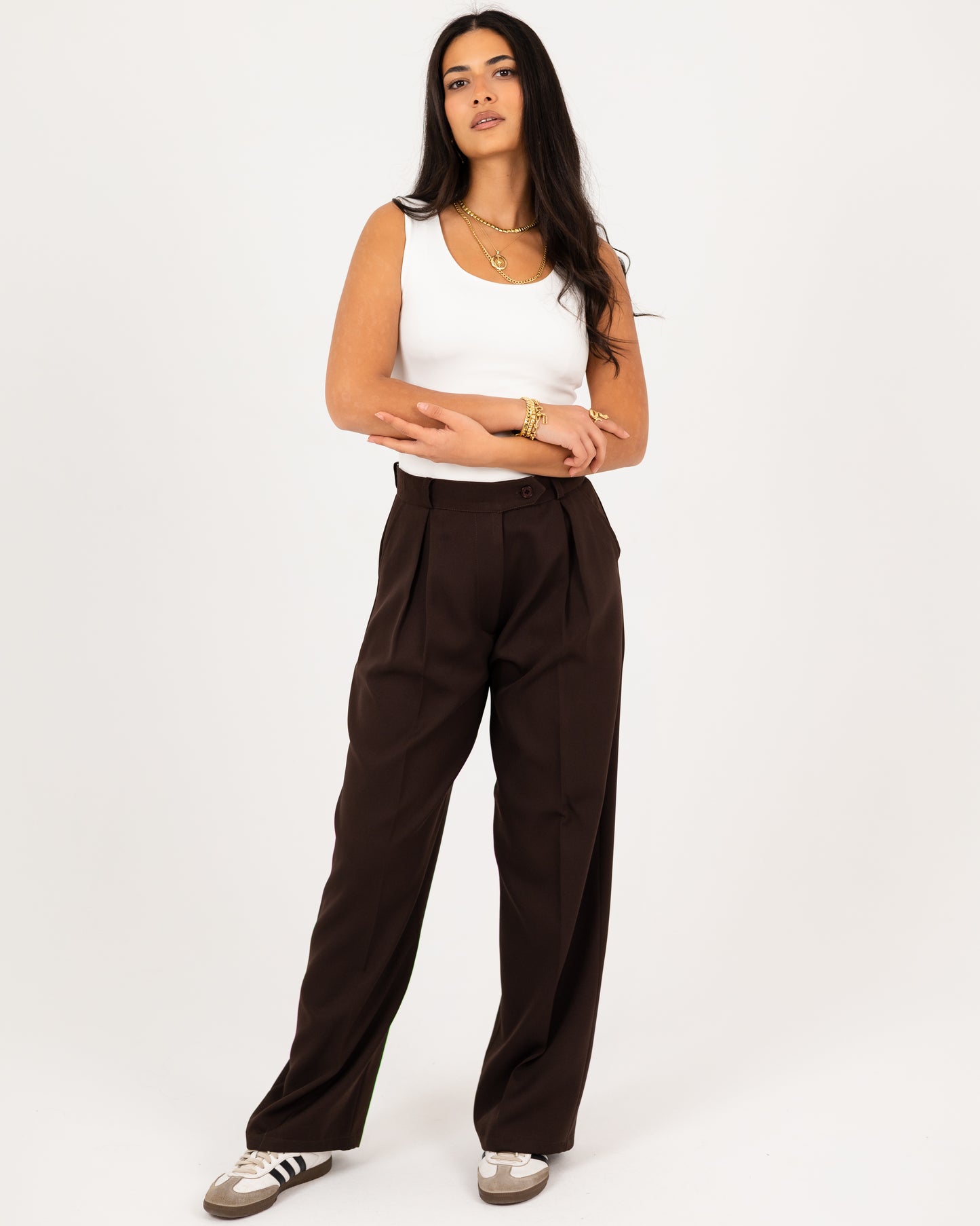 Wide-Leg Modern Pleated Pants