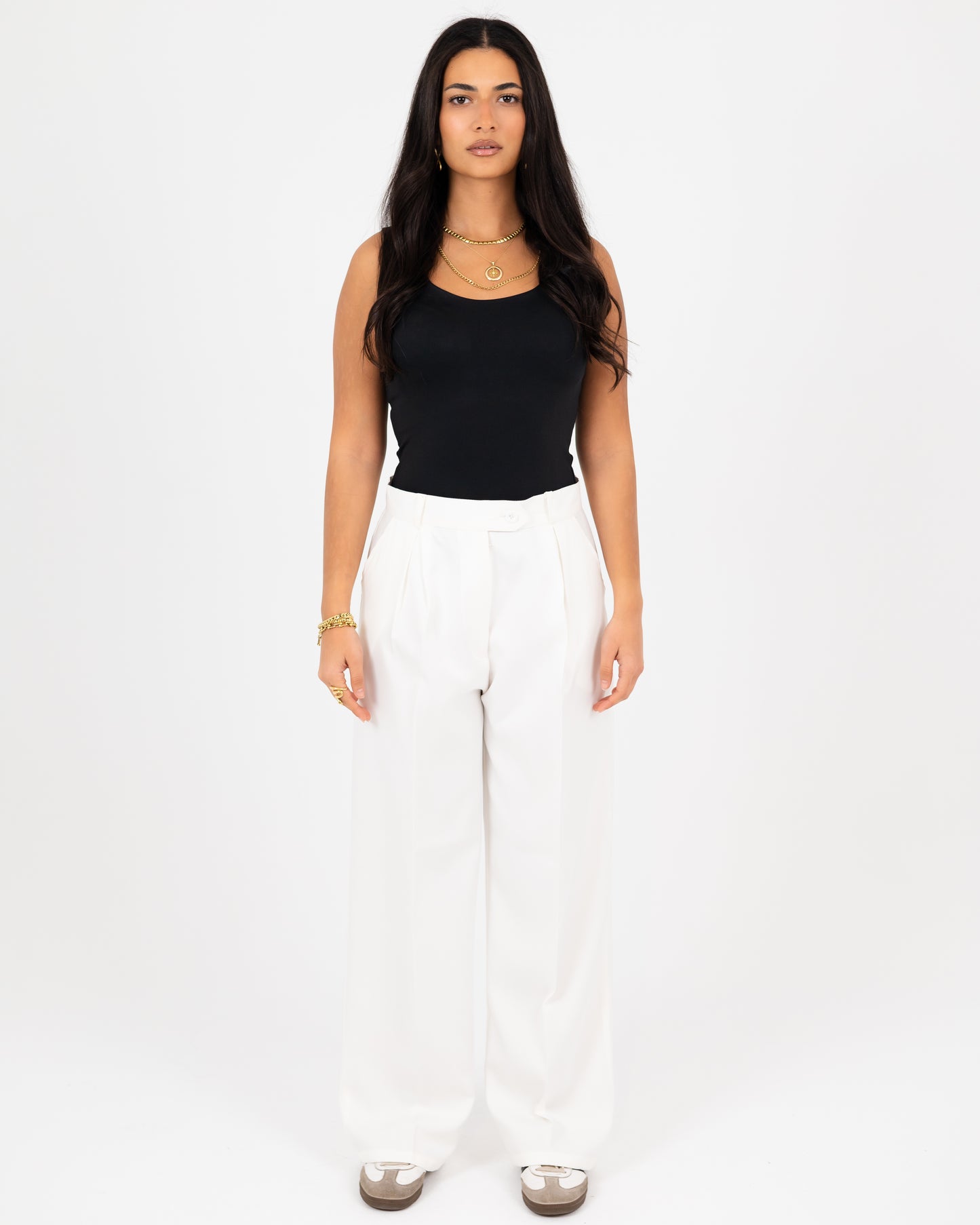 Wide-Leg Modern Pleated Pants