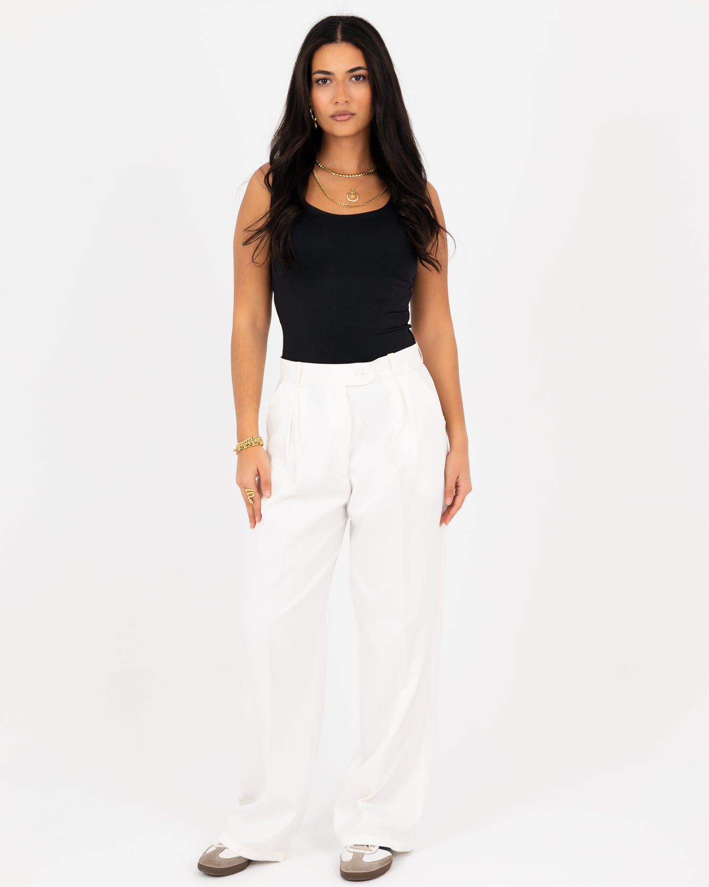 Wide-Leg Modern Pleated Pants