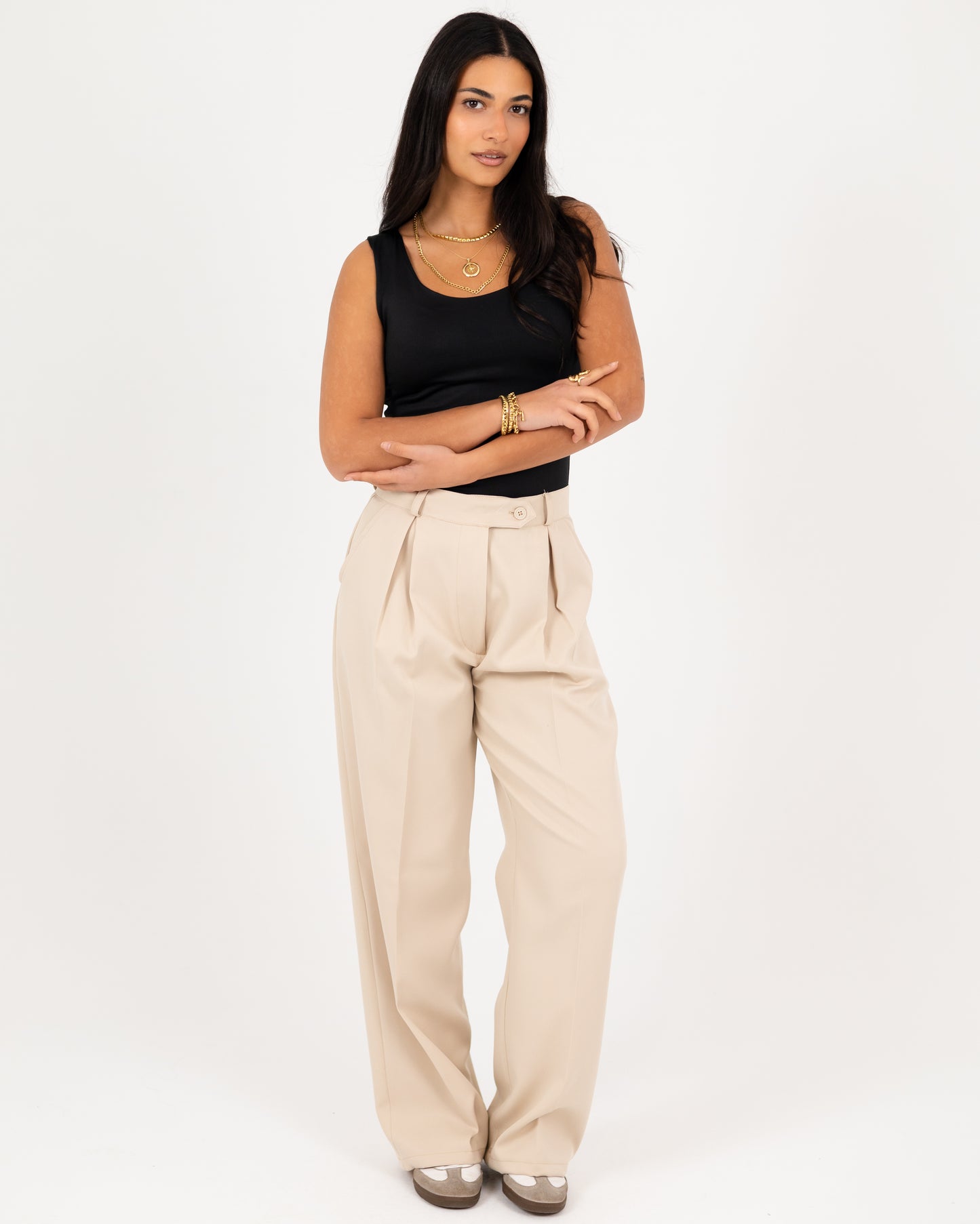 Wide-Leg Modern Pleated Pants